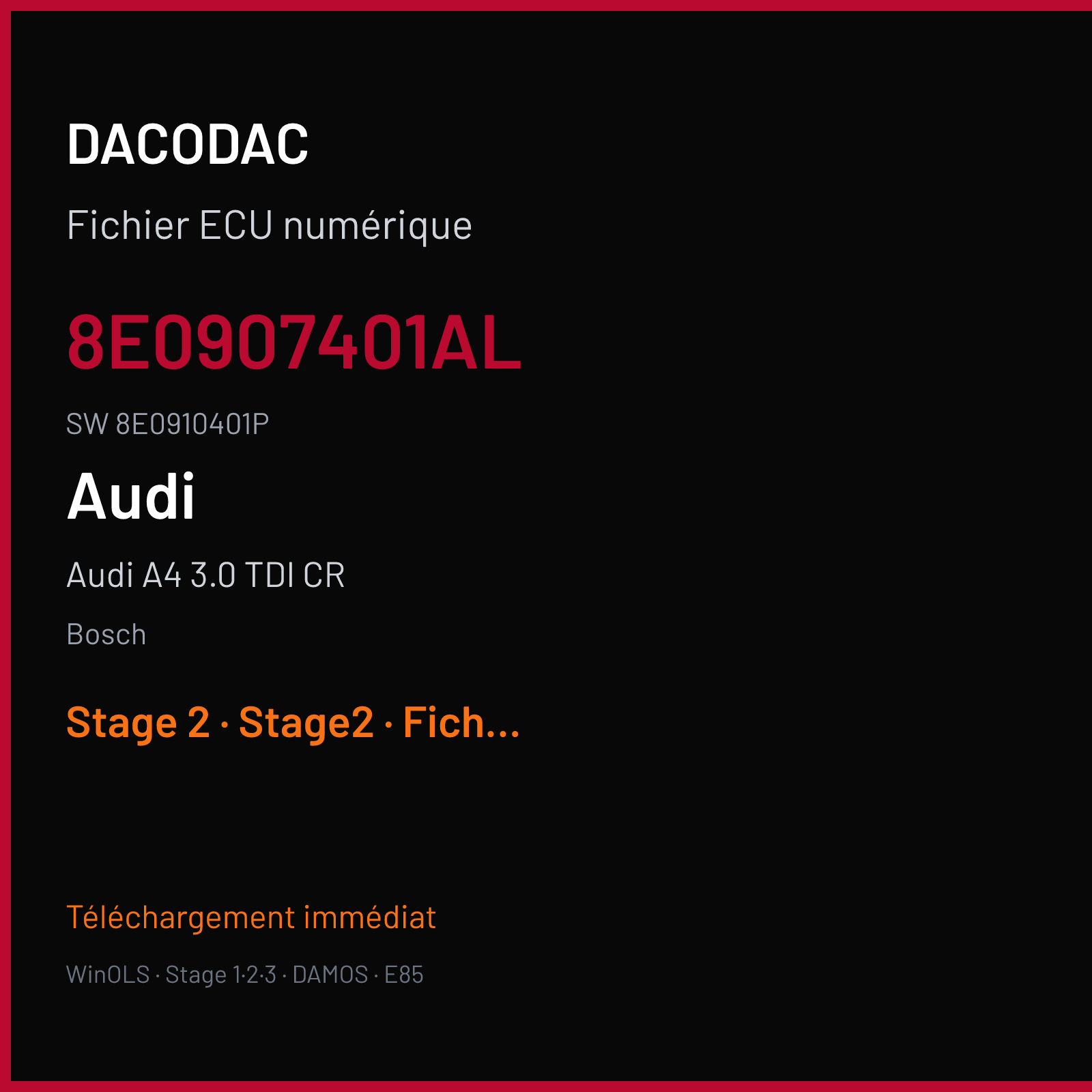 Audi A4 3.0 TDI CR (2006) — Bosch — 8E0907401AL · 8E0910401P — Stage 2