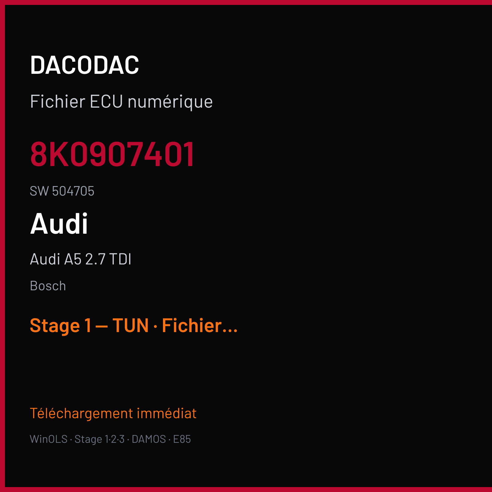 Audi A5 2.7 TDI — Bosch — 8K0907401 · 504705 — Stage 1 — TUN