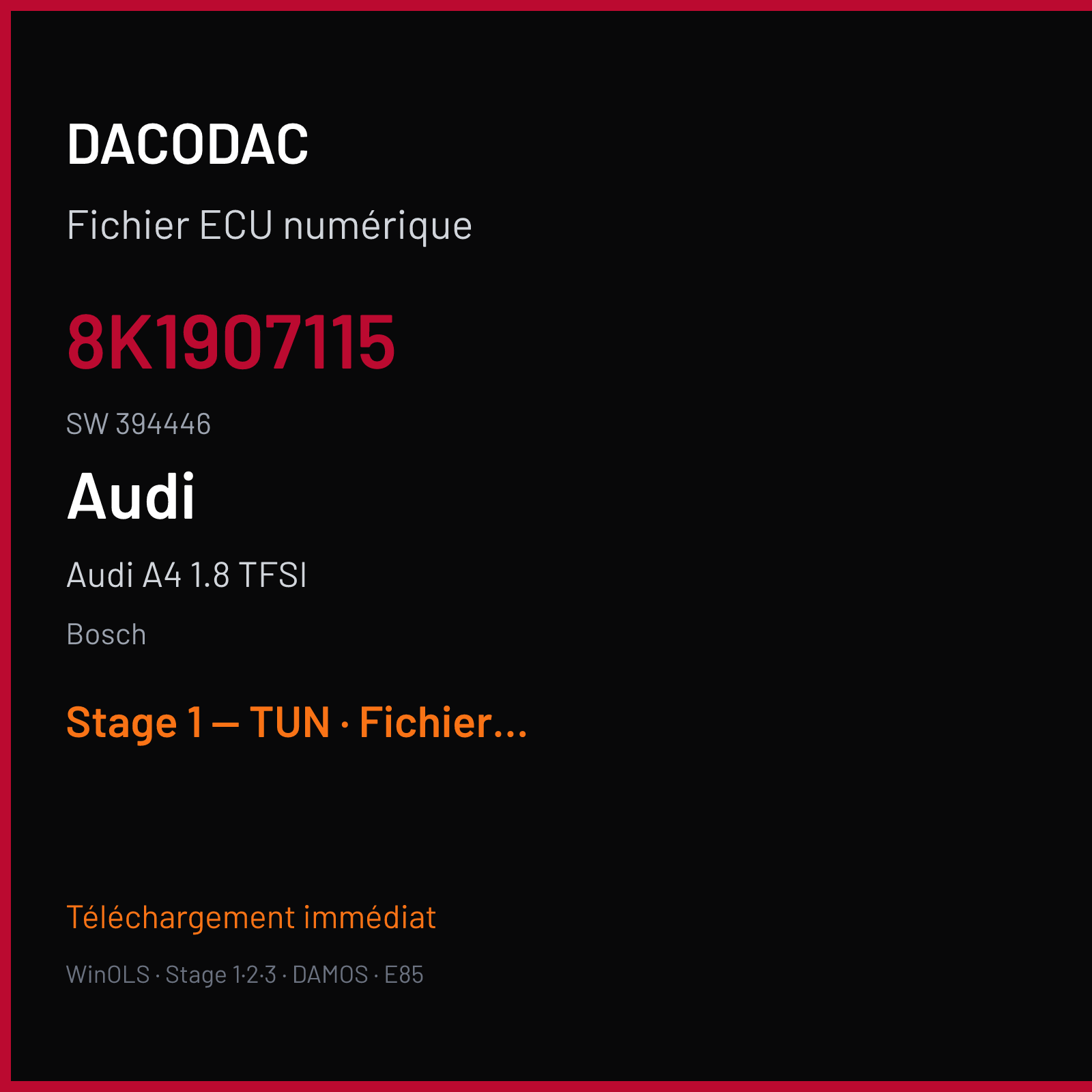 Audi A4 1.8 TFSI — Bosch — 8K1907115 · 394446 — Stage 1 — TUN