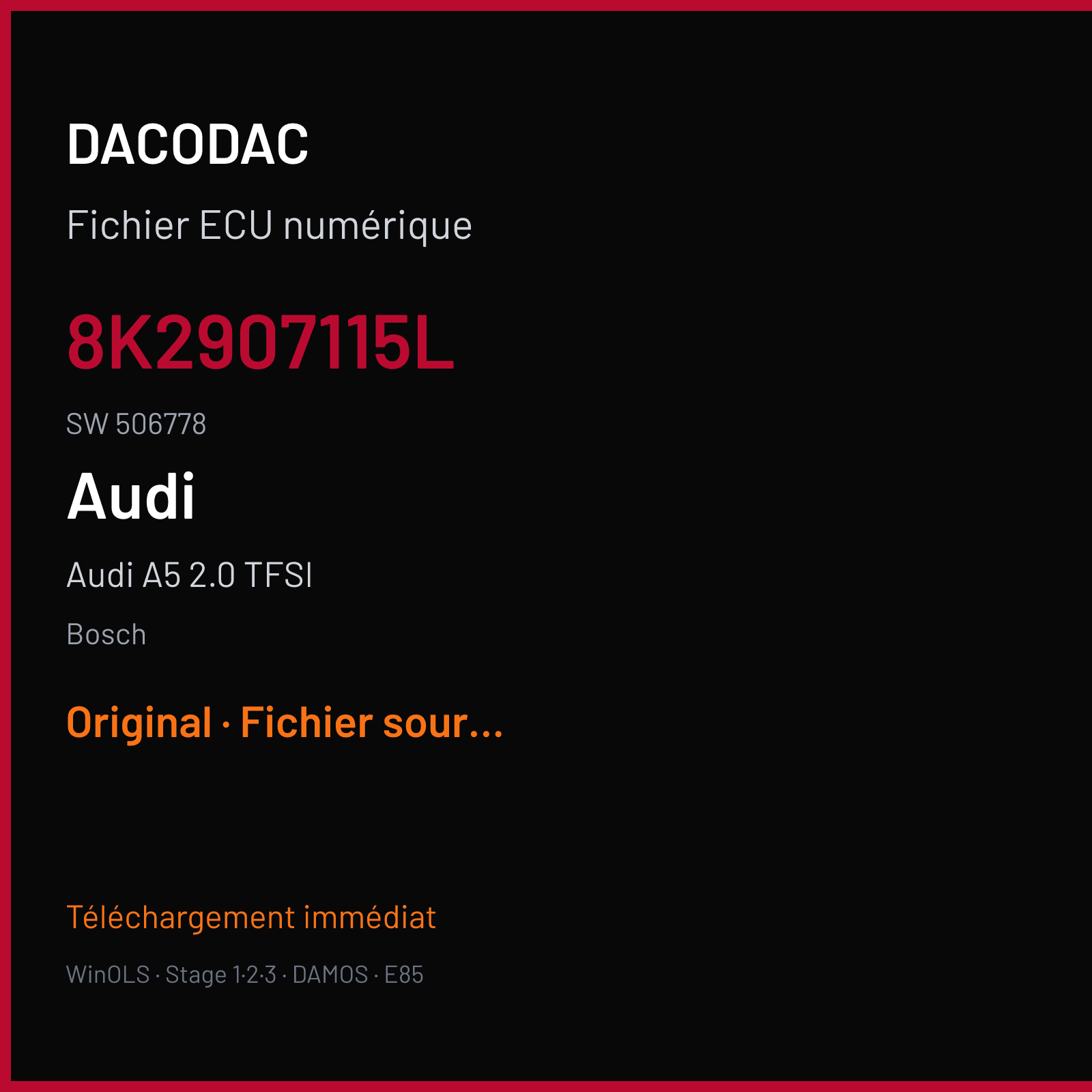 Audi A5 2.0 TFSI — Bosch — 8K2907115L · 506778 — Original