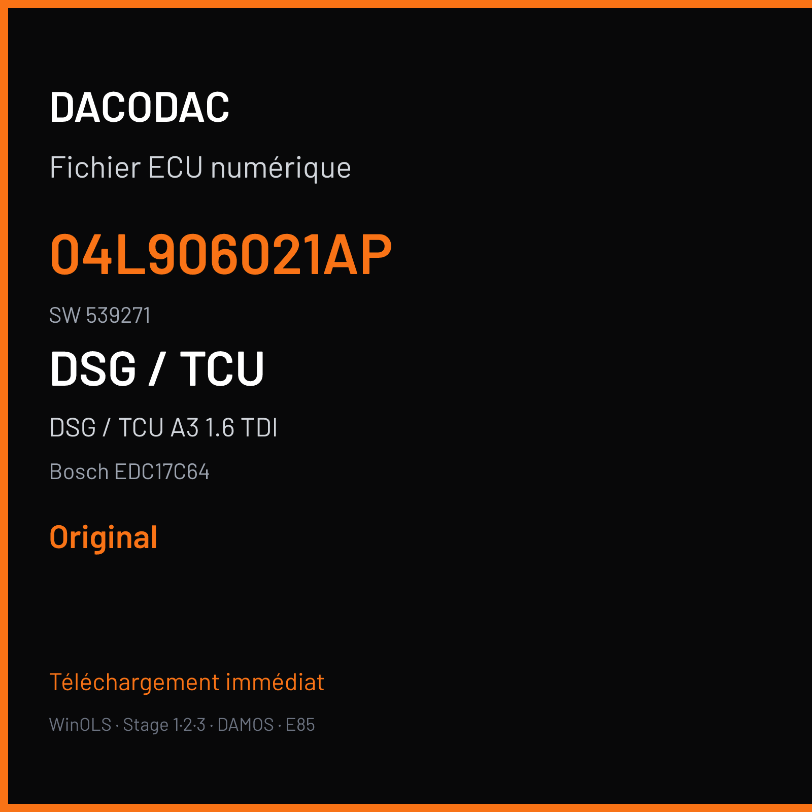 DSG / TCU A3 1.6 TDI (2013) — Bosch EDC17C64 — 04L906021AP · 539271 — Original