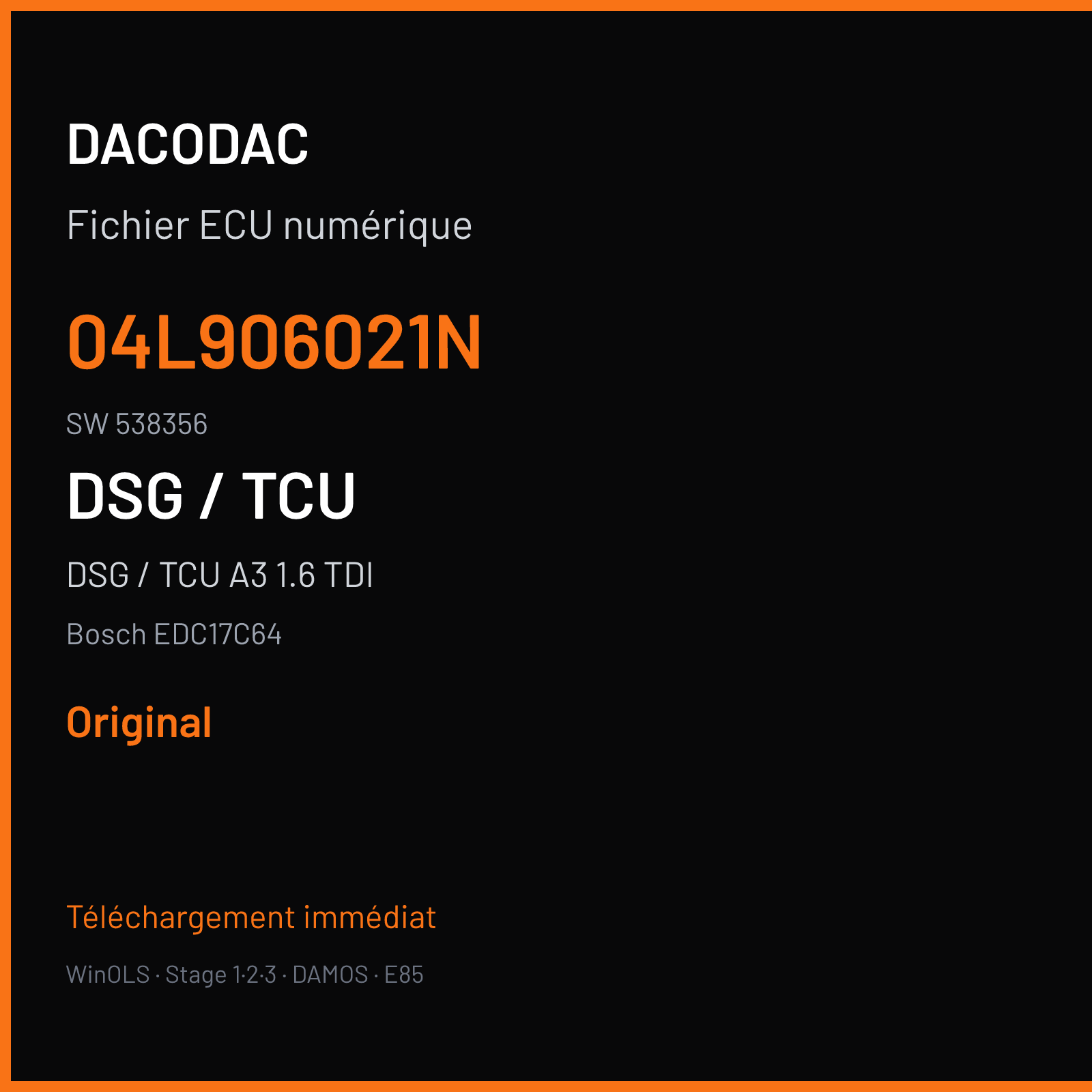 DSG / TCU A3 1.6 TDI (2014) — Bosch EDC17C64 — 04L906021N · 538356 — Original
