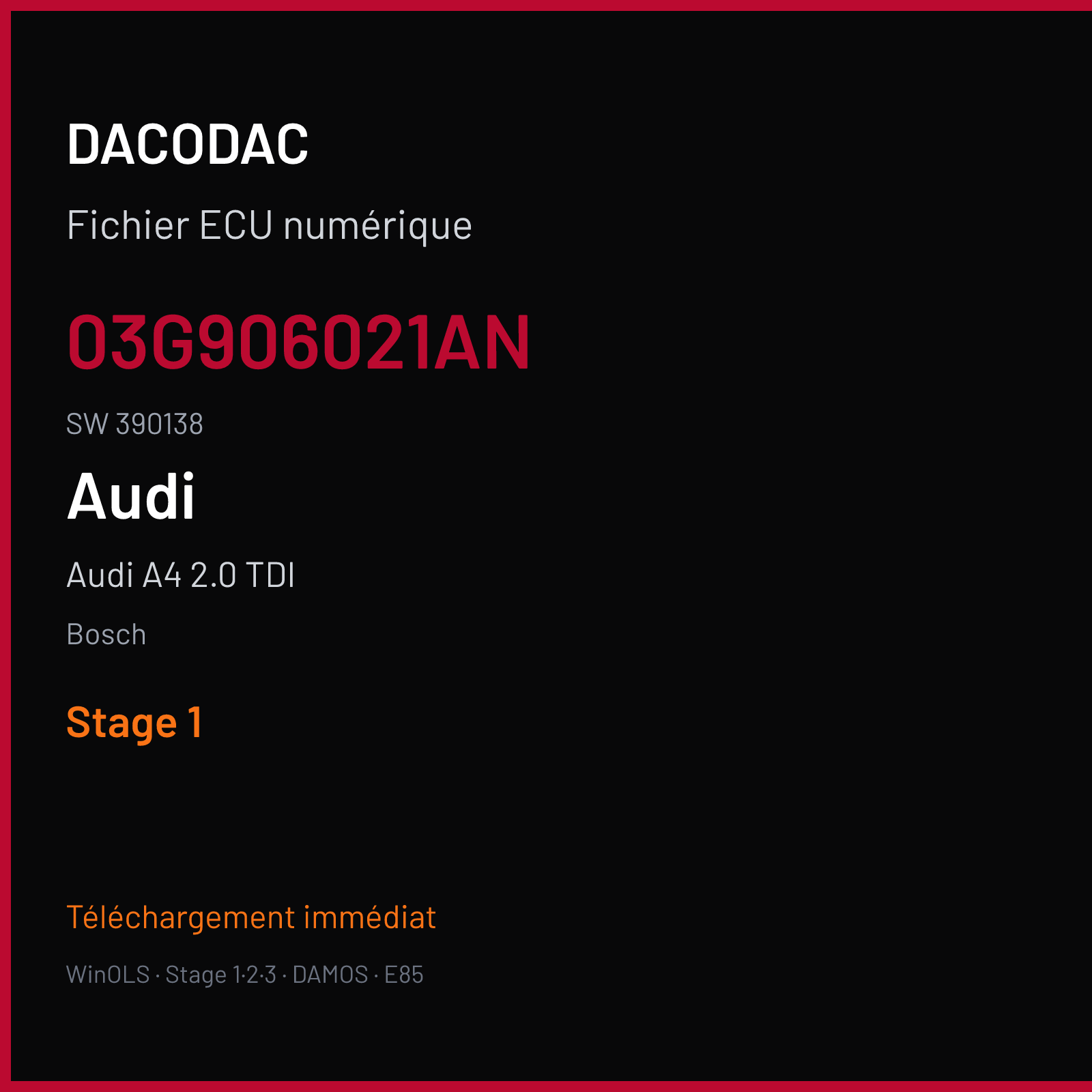 Audi A4 2.0 TDI (2002) — Bosch — 03G906021AN · 390138 — Stage 1