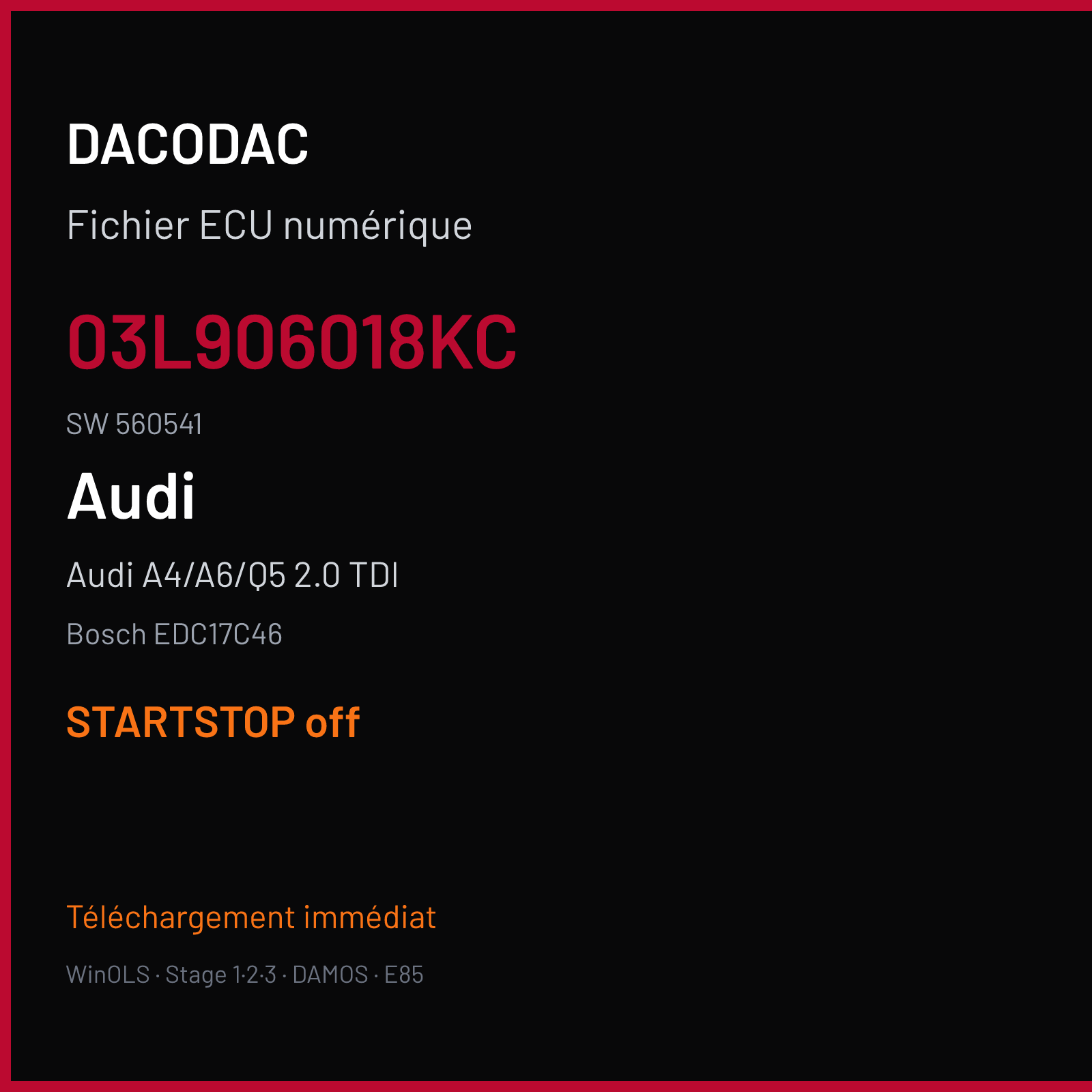 Audi A4/A6/Q5 2.0 TDI (2013) — Bosch EDC17C46 — 03L906018KC · 560541 — STARTSTOP off