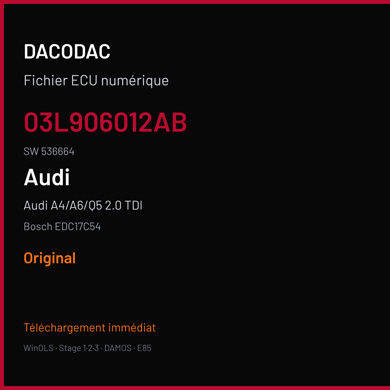 Audi A4/A6/Q5 2.0 TDI — Bosch EDC17C54 — 03L906012AB · 536664 — Original