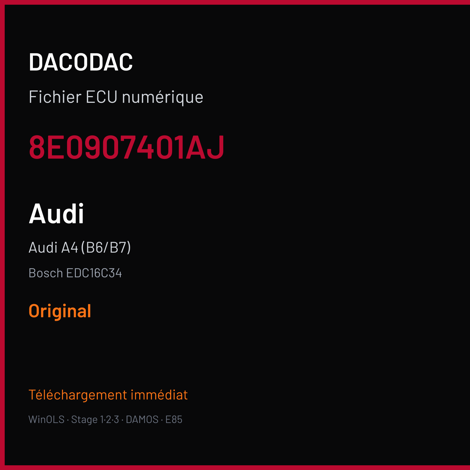 Audi A4 (B6/B7) — Bosch EDC16C34 — 8E0907401AJ — Original