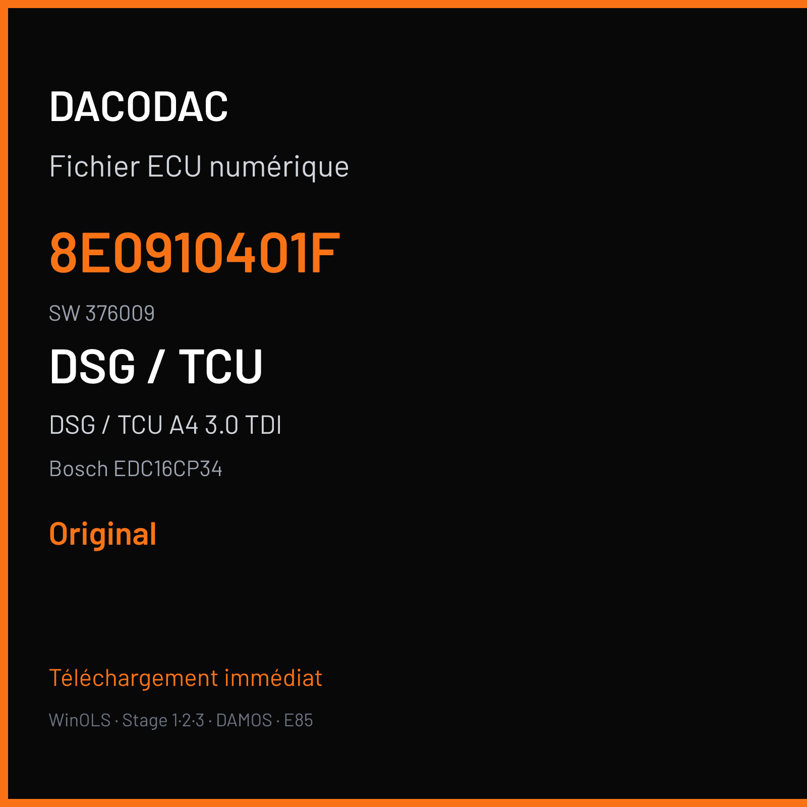 DSG / TCU A4 3.0 TDI (2005) — Bosch EDC16CP34 — 8E0910401F · 376009 — Original