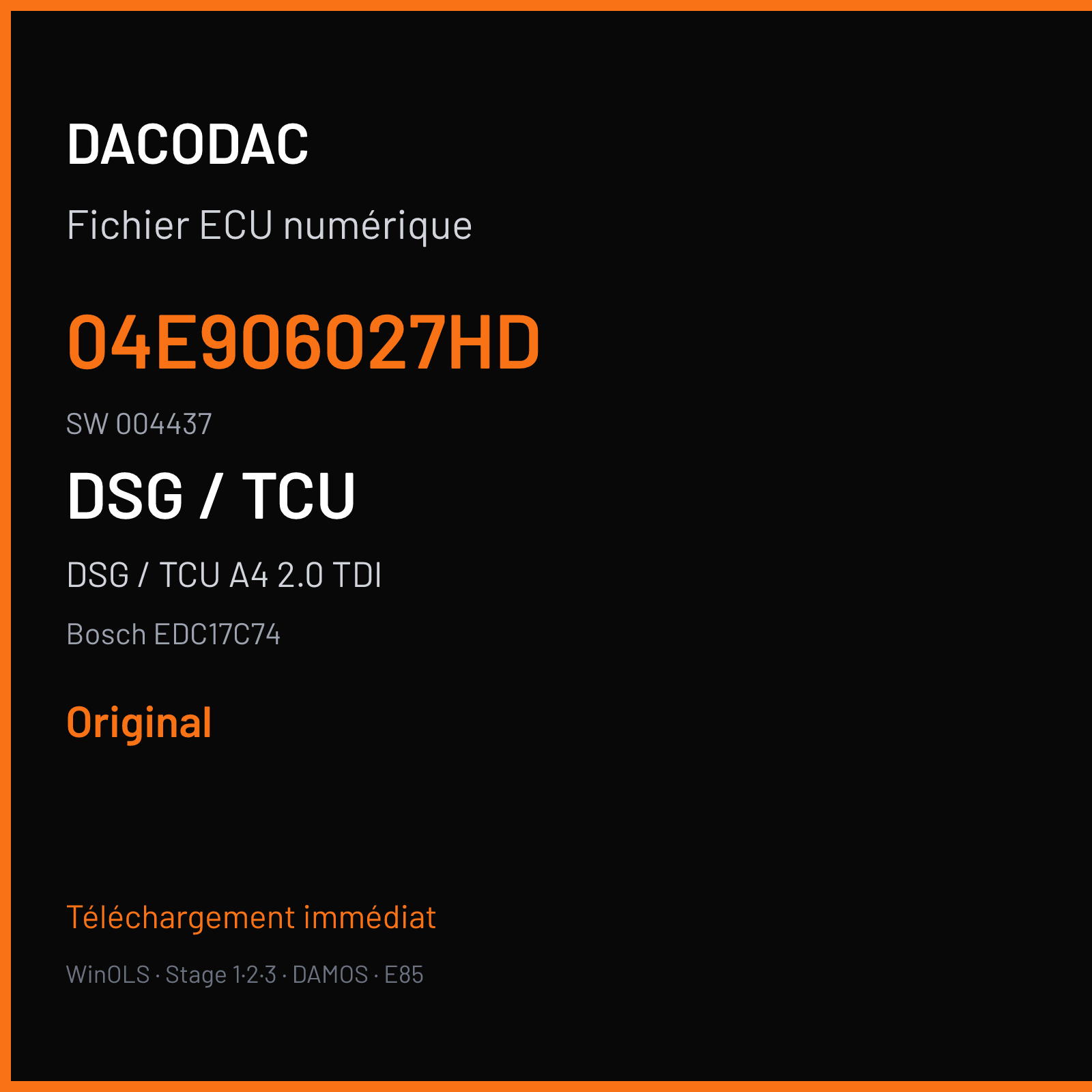 DSG / TCU A4 2.0 TDI (2016) — Bosch EDC17C74 — 04E906027HD · 004437 — Original