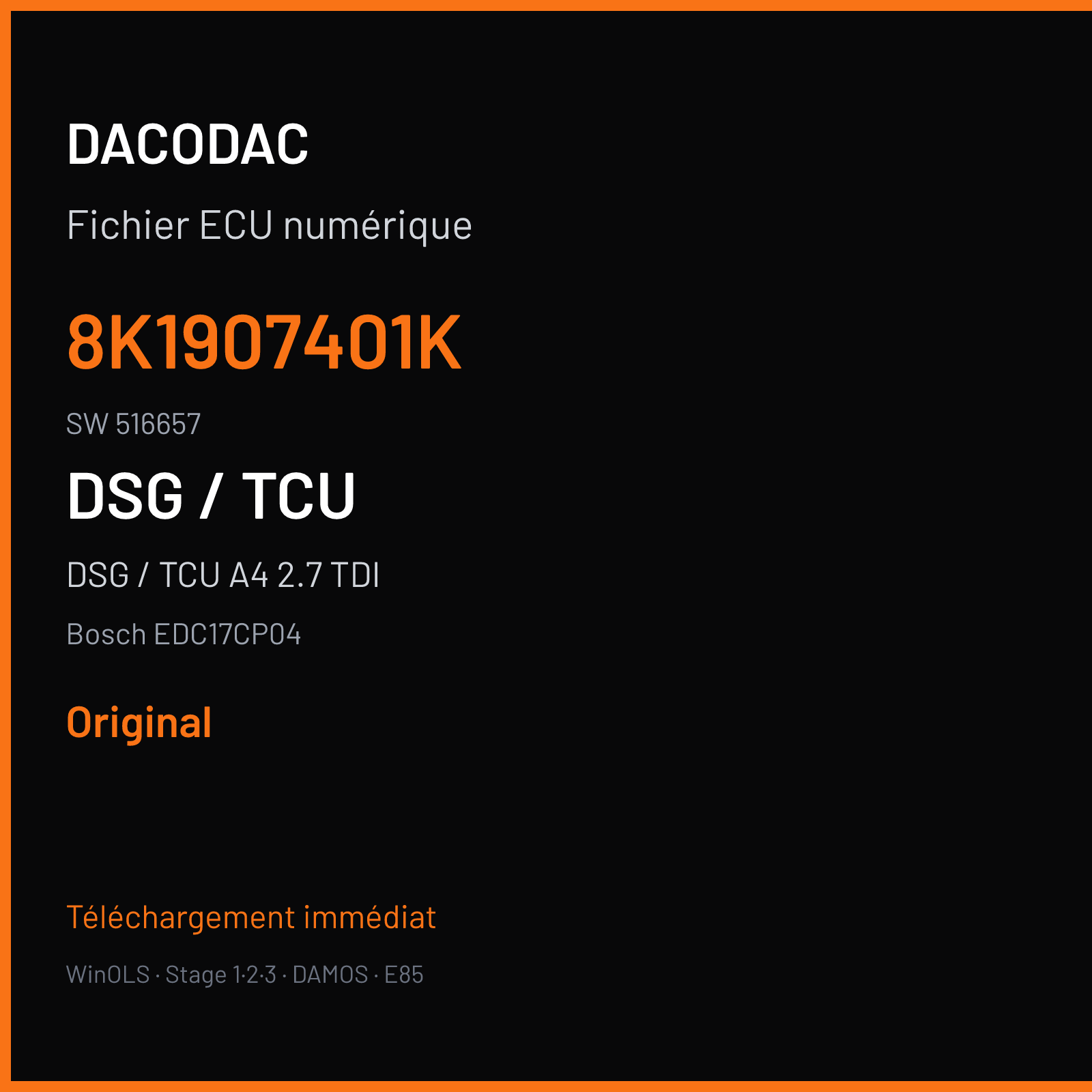 DSG / TCU A4 2.7 TDI (2009) — Bosch EDC17CP04 — 8K1907401K · 516657 — Original