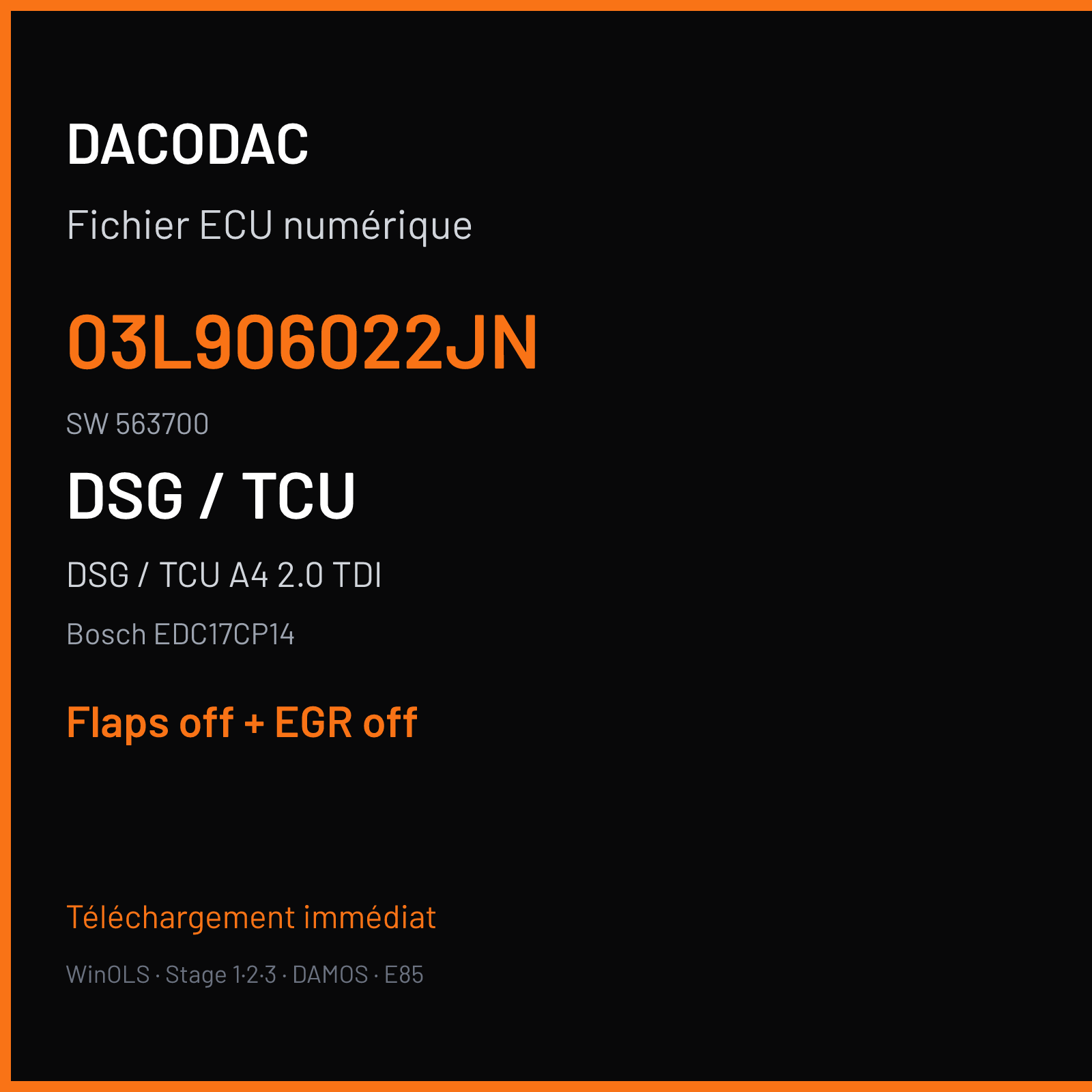 DSG / TCU A4 2.0 TDI (2008) — Bosch EDC17CP14 — 03L906022JN · 563700 — Flaps off + EGR off