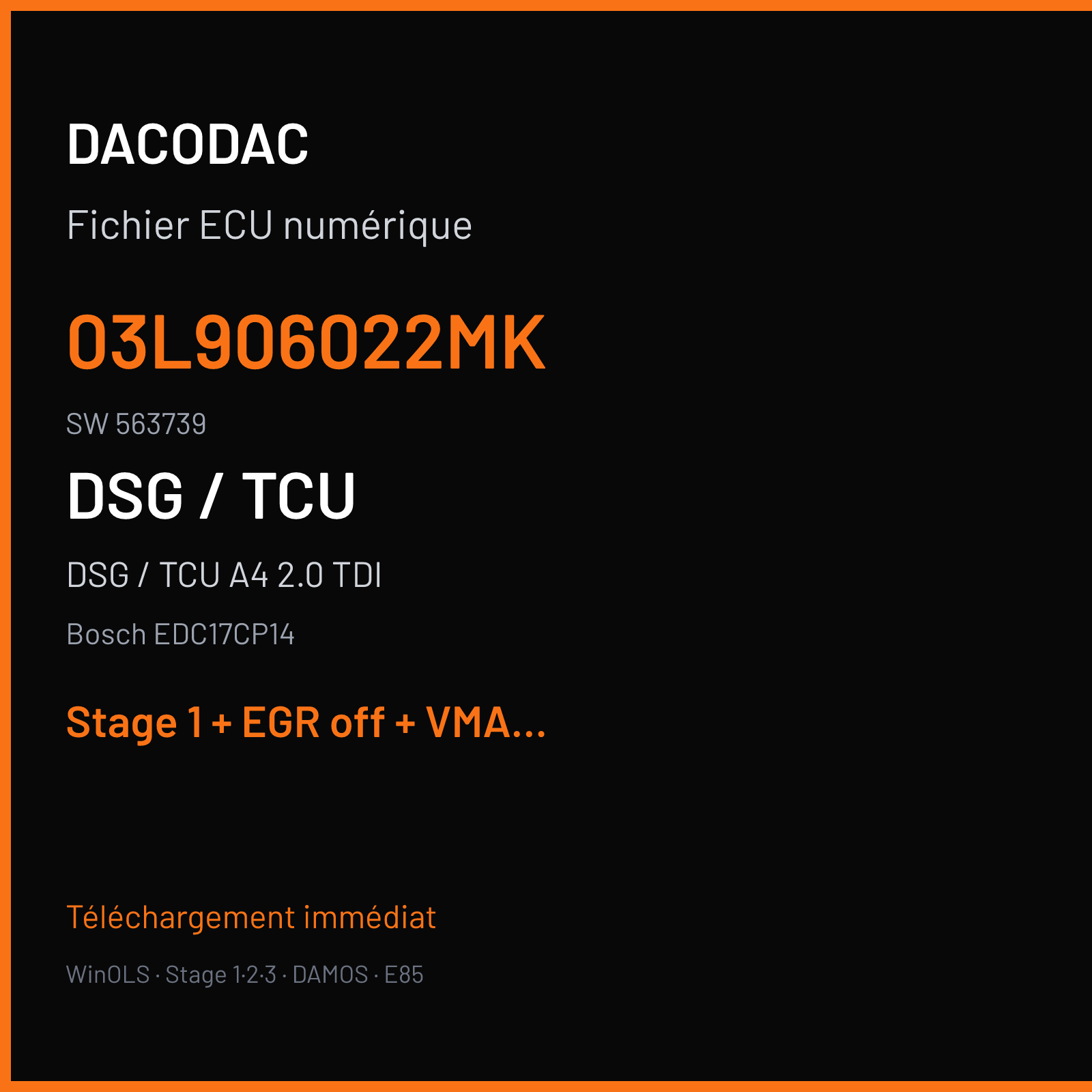 DSG / TCU A4 2.0 TDI (2011) — Bosch EDC17CP14 — 03L906022MK · 563739 — Stage 1 + EGR off + VMAX off