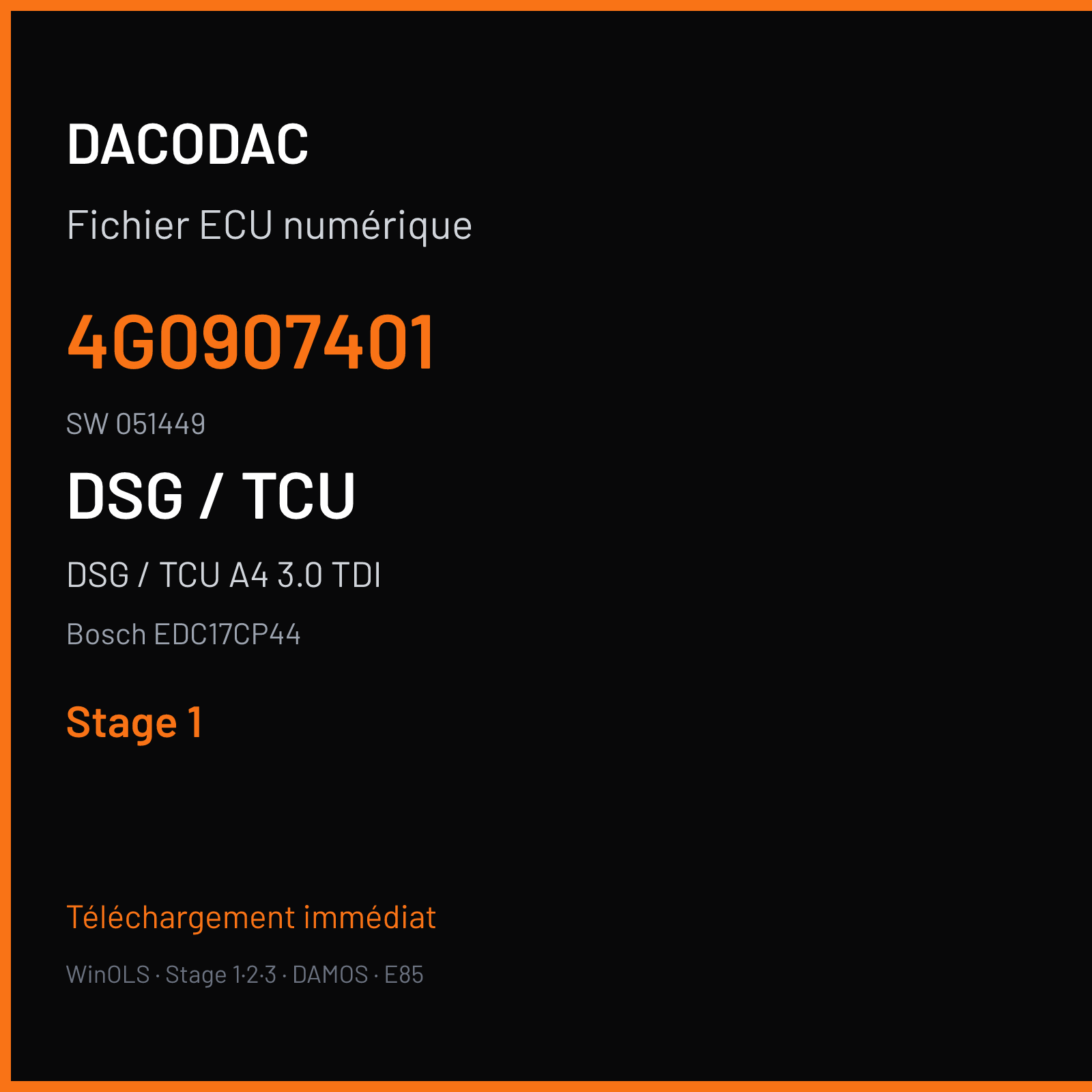 DSG / TCU A4 3.0 TDI (2014) — Bosch EDC17CP44 — 4G0907401 · 051449 — Stage 1