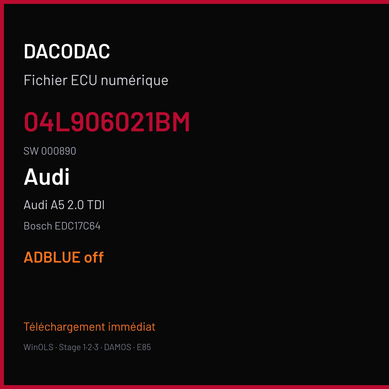 Audi A5 2.0 TDI (2015) — Bosch EDC17C64 — 04L906021BM · 000890 — ADBLUE off