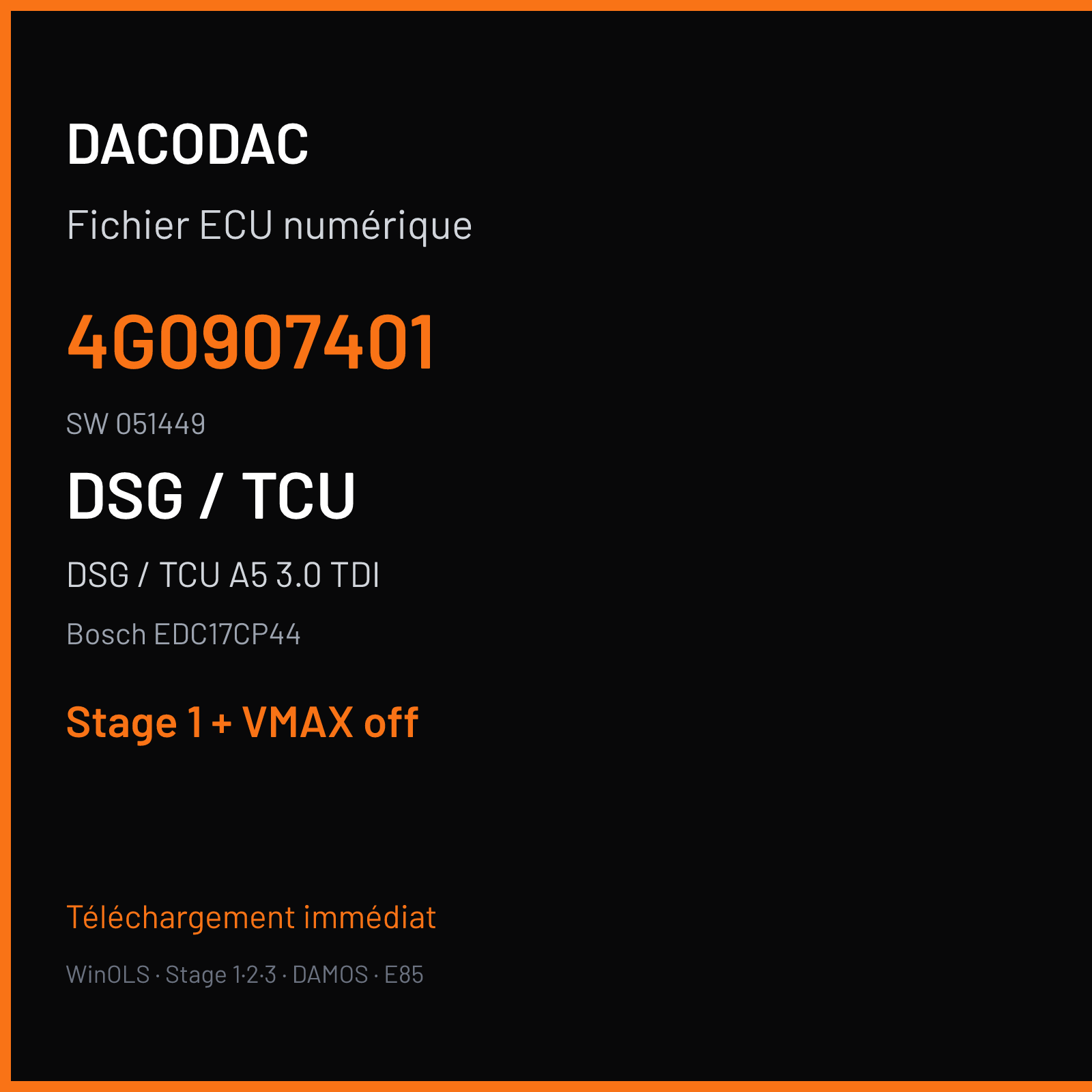 DSG / TCU A5 3.0 TDI (2013) — Bosch EDC17CP44 — 4G0907401 · 051449 — Stage 1 + VMAX off