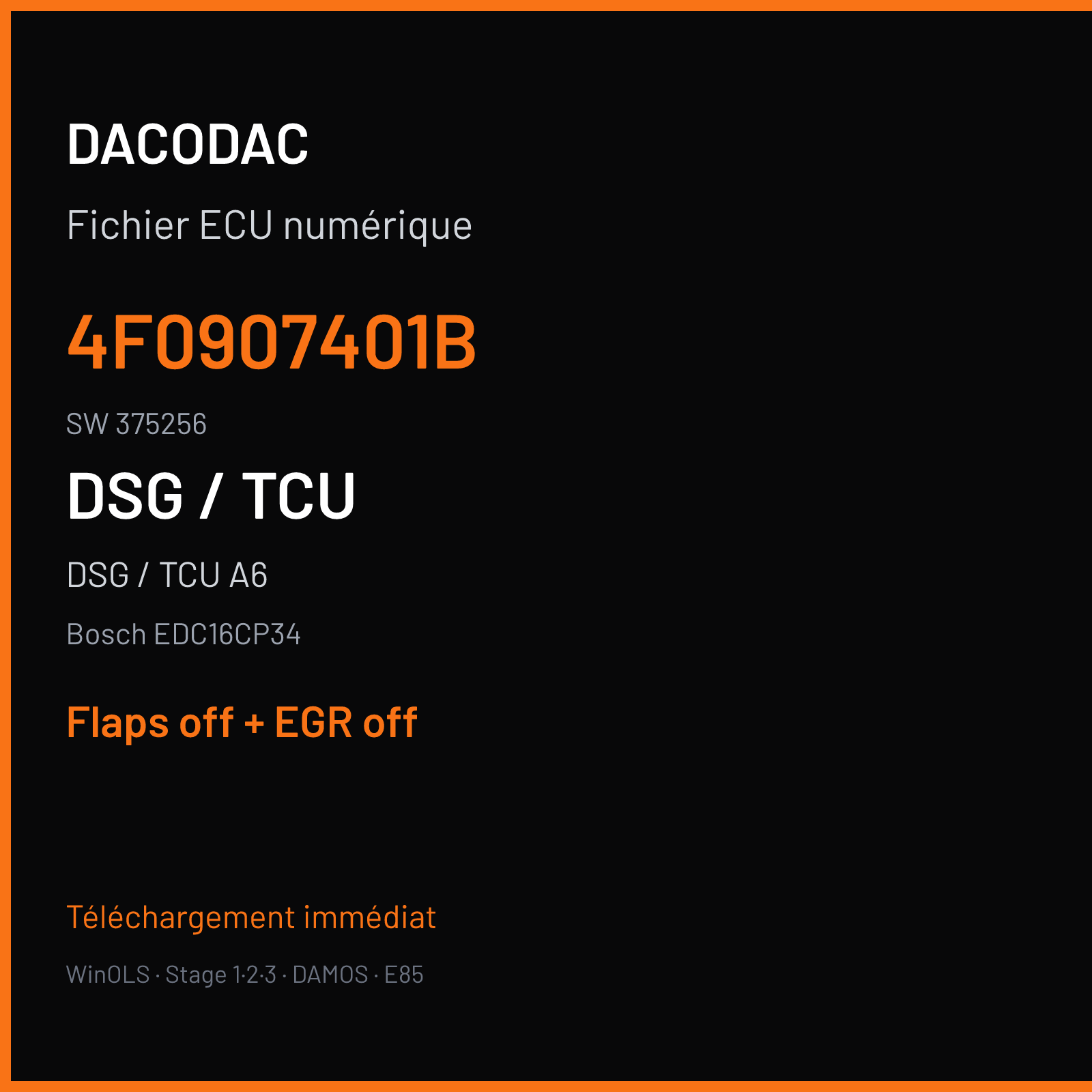 DSG / TCU A6 3.0 TDI (2005) — Bosch EDC16CP34 — 4F0907401B · 375256 — Flaps off + EGR off