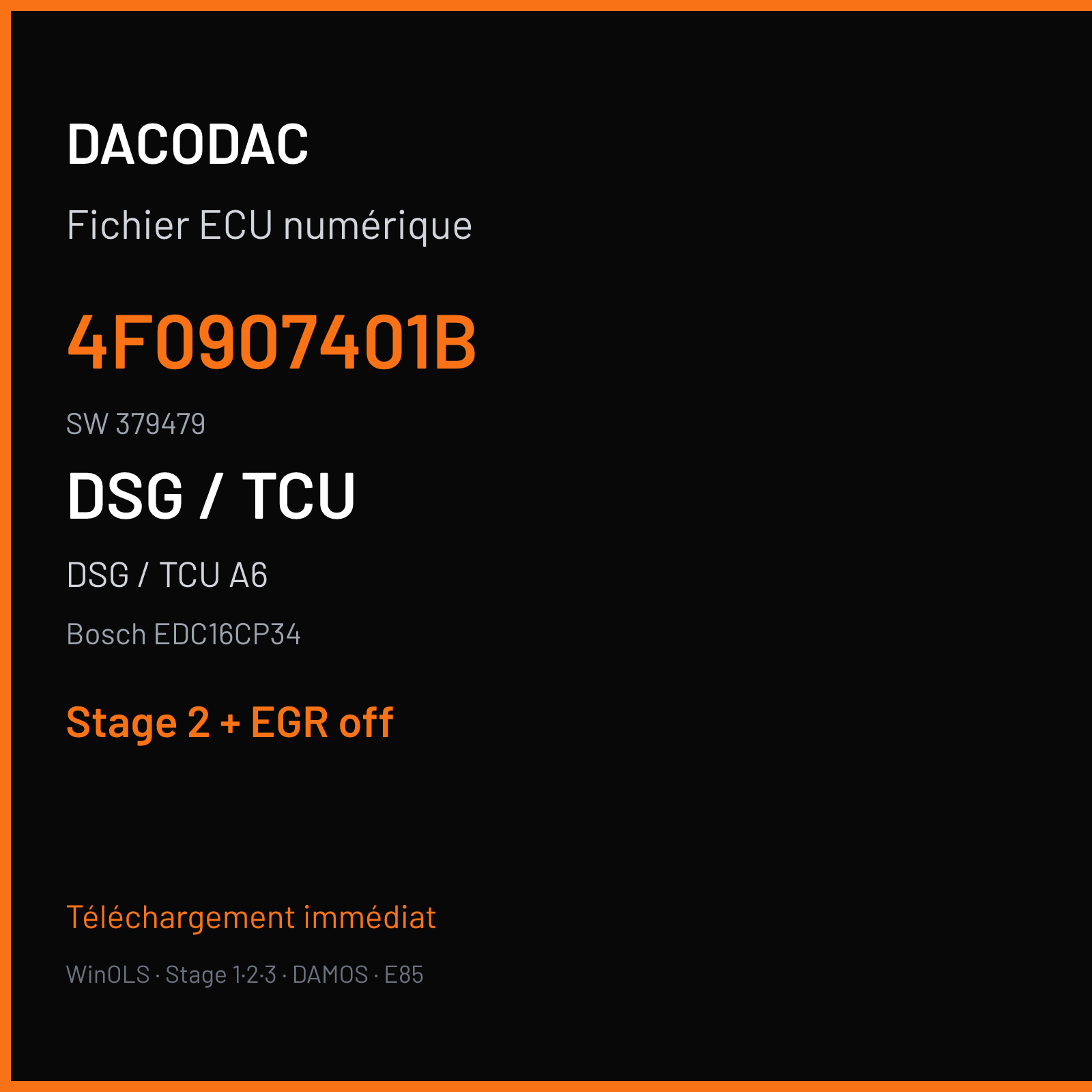 DSG / TCU A6 (2006) — Bosch EDC16CP34 — 4F0907401B · 379479 — Stage 2 + EGR off