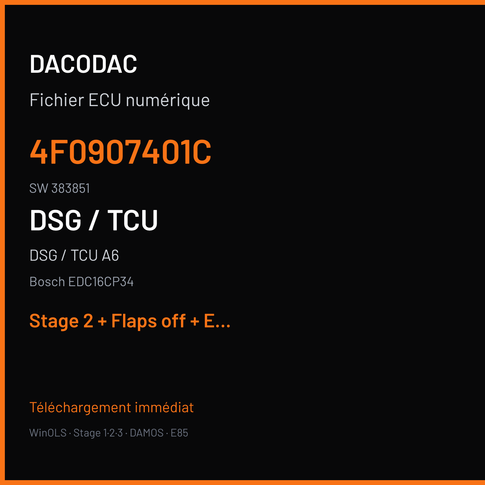 DSG / TCU A6 2.7 TDI (2007) — Bosch EDC16CP34 — 4F0907401C · 383851 — Stage 2 + Flaps off + EGR off + DPF off + VMAX off