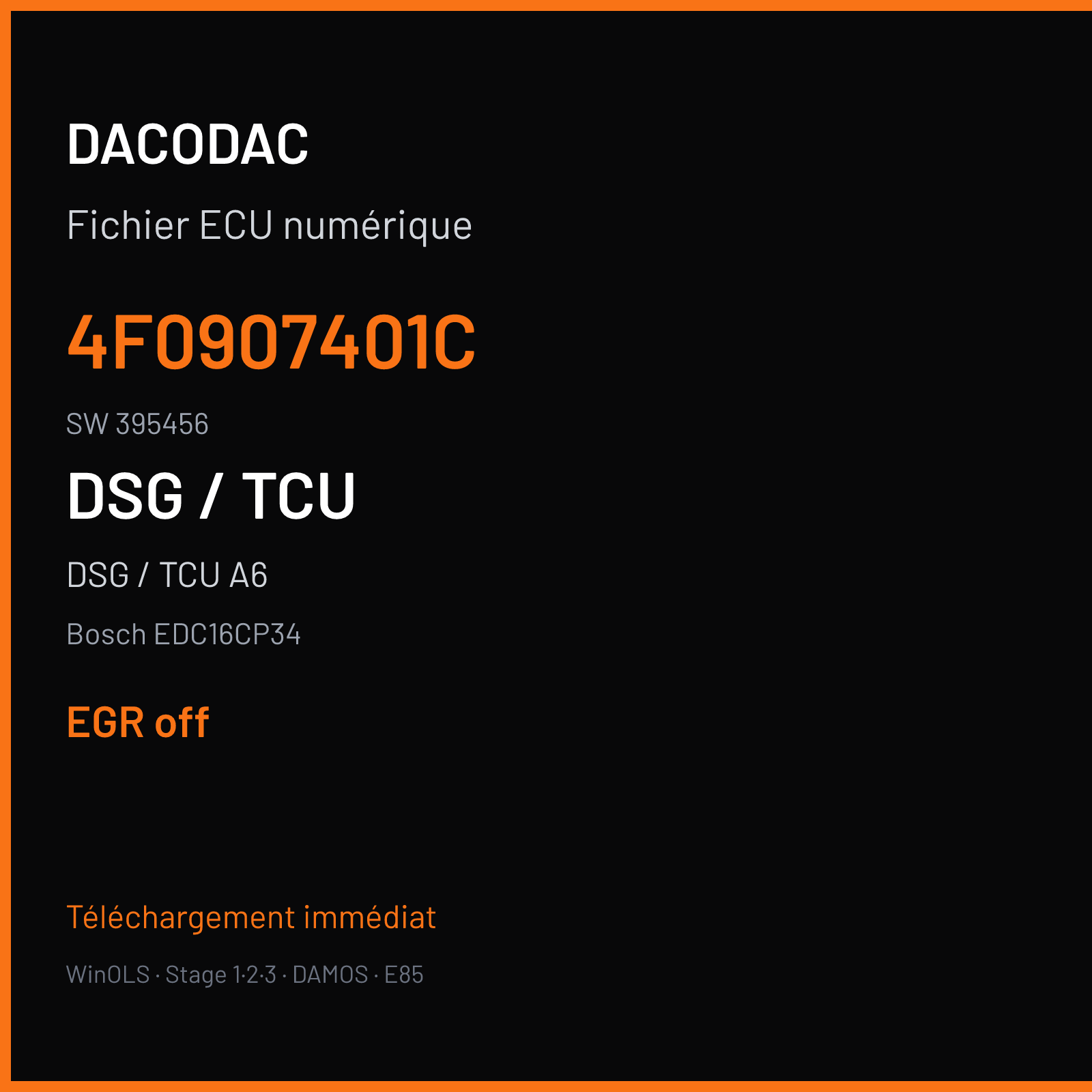 DSG / TCU A6 (2008) — Bosch EDC16CP34 — 4F0907401C · 395456 — EGR off