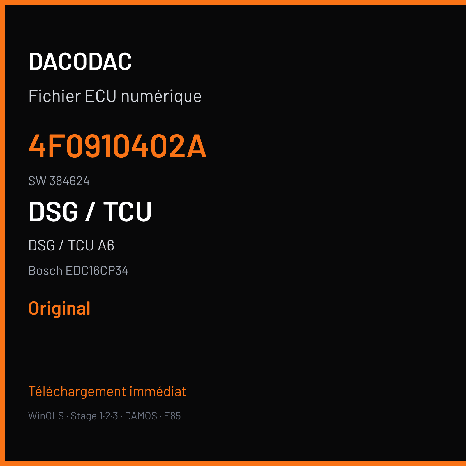 DSG / TCU A6 (2007) — Bosch EDC16CP34 — 4F0910402A · 384624 — Original