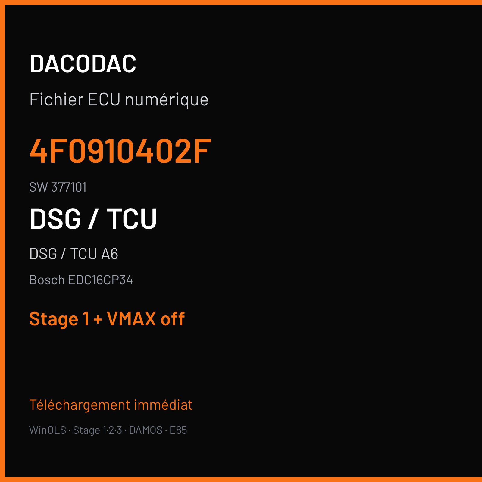 DSG / TCU A6 3.0 TDI (2006) — Bosch EDC16CP34 — 4F0910402F · 377101 — Stage 1 + VMAX off