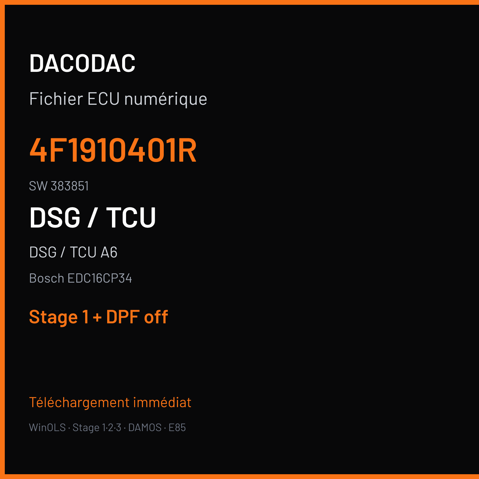 DSG / TCU A6 2.7 TDI (2007) — Bosch EDC16CP34 — 4F1910401R · 383851 — Stage 1 + DPF off