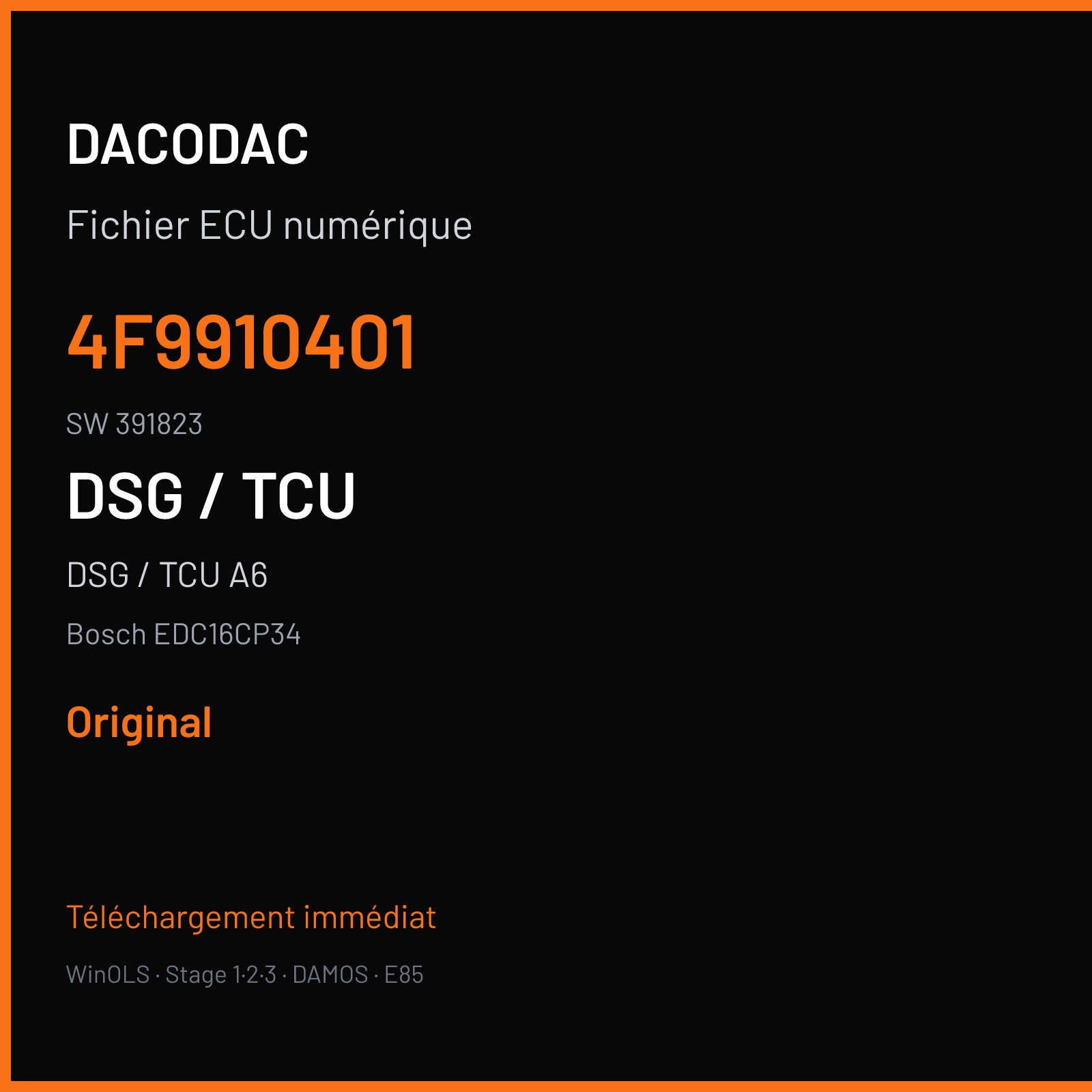 DSG / TCU A6 (2007) — Bosch EDC16CP34 — 4F9910401 · 391823 — Original