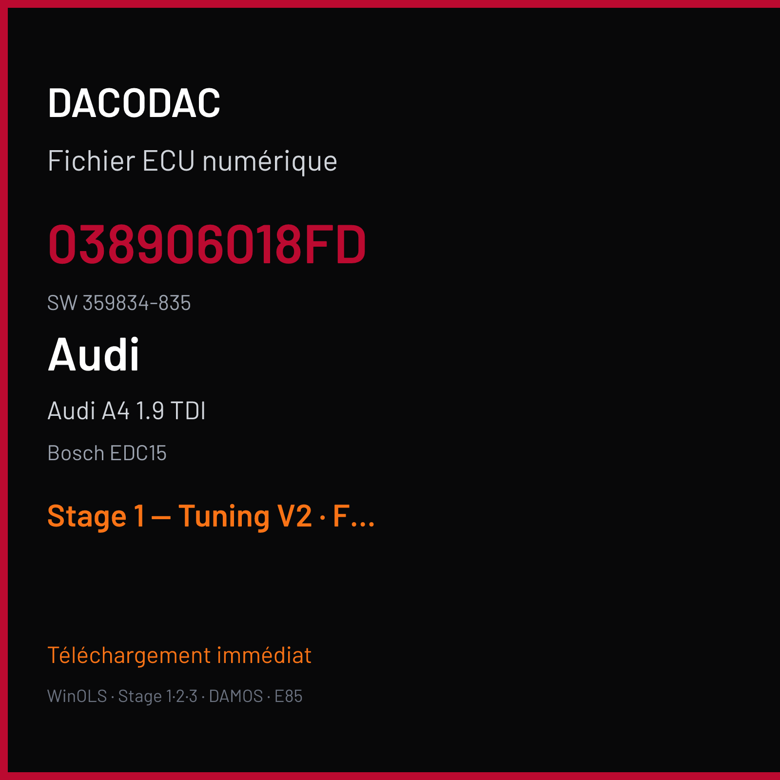 Audi A4 1.9 TDI (1999) — Bosch EDC15 — 038906018FD · 359834-835 — Stage 1 — Tuning V2