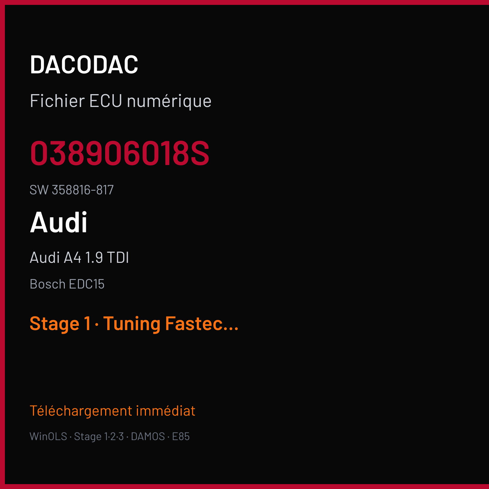 Audi A4 1.9 TDI 110 ch (1998) — Bosch EDC15 — 038906018S · 358816-817 — Stage 1