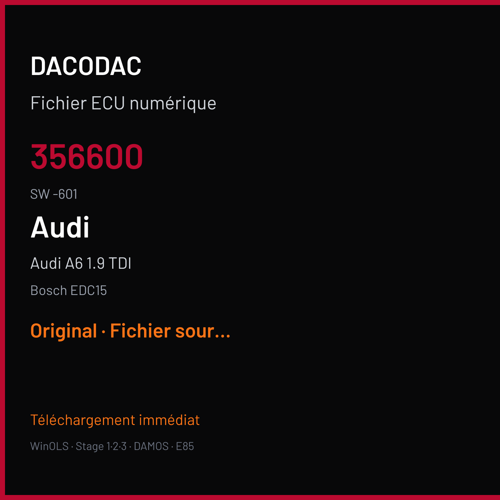 Audi A6 1.9 TDI (1998) — Bosch EDC15 — 356600 · -601 — Original