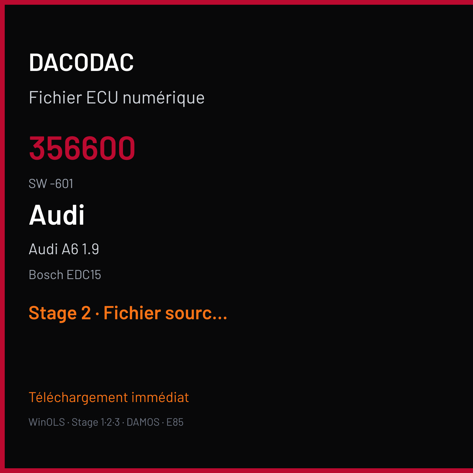 Audi A6 1.9 (1998) — Bosch EDC15 — 356600 · -601 — Stage 2