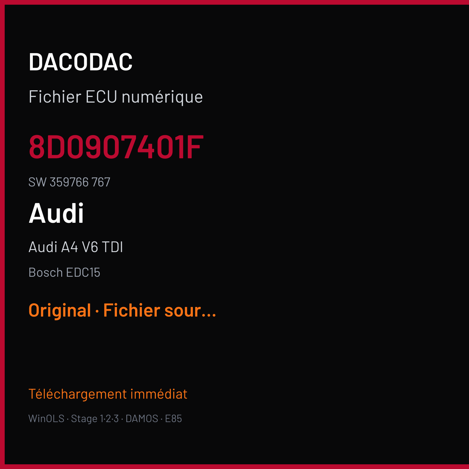 Audi A4 V6 TDI (1999) — Bosch EDC15 — 8D0907401F · 359766 767 — Original