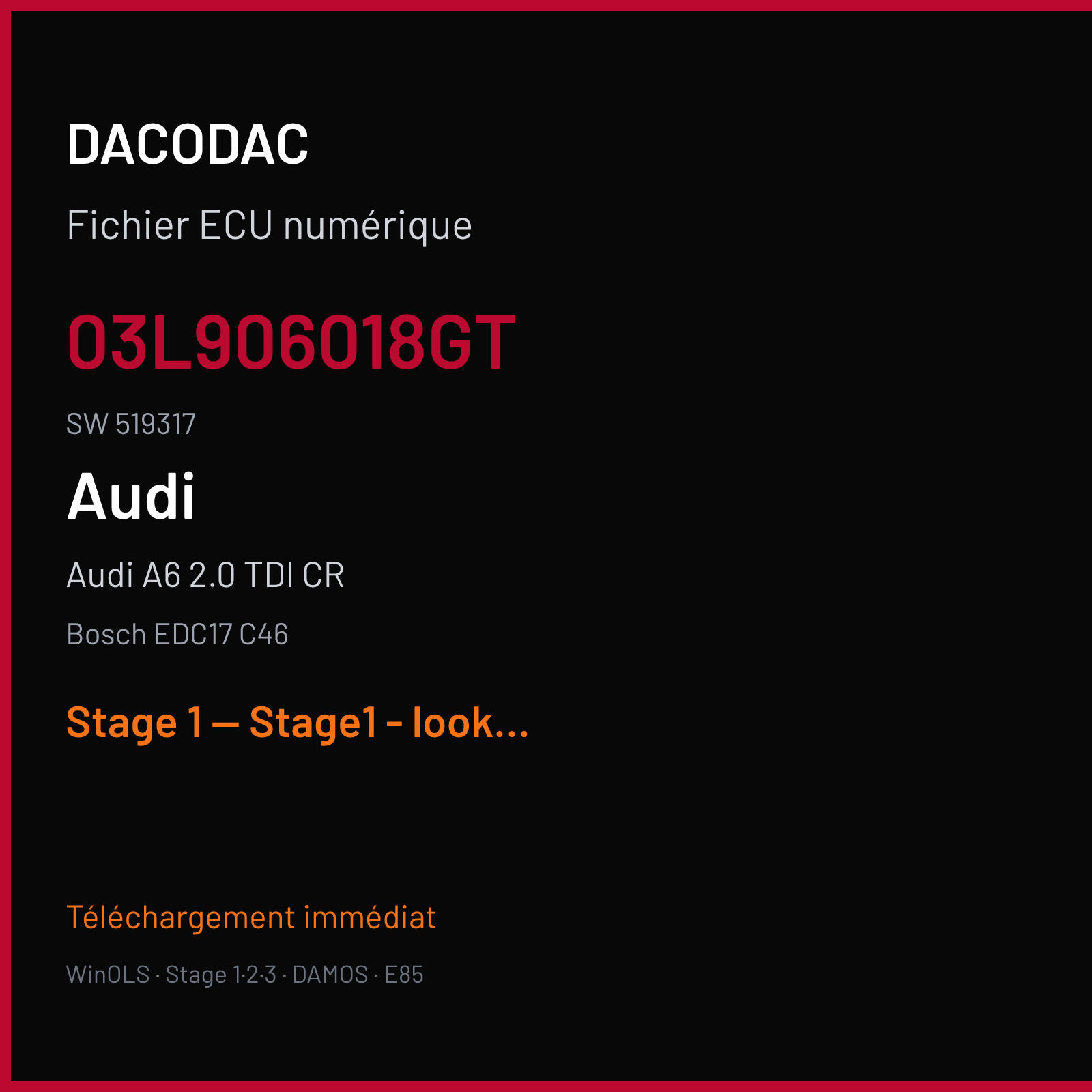 Audi A6 2.0 TDI CR (2010) — Bosch EDC17 C46 — 03L906018GT · 519317 — Stage 1 — Stage1 - looks ok pdg - only sv limiters missing