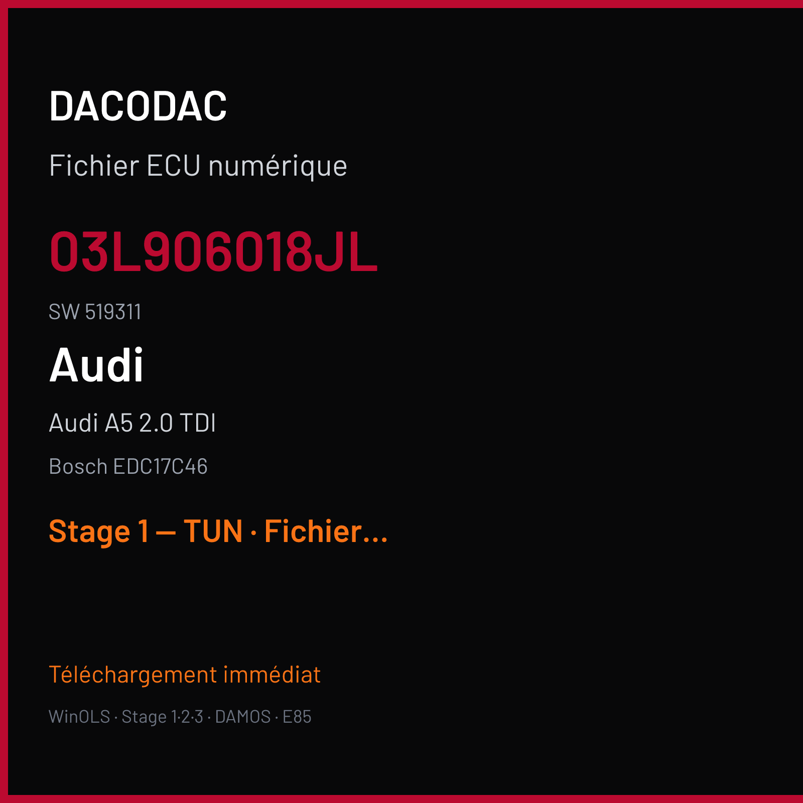 Audi A5 2.0 TDI (2012) — Bosch EDC17C46 — 03L906018JL · 519311 — Stage 1 — TUN