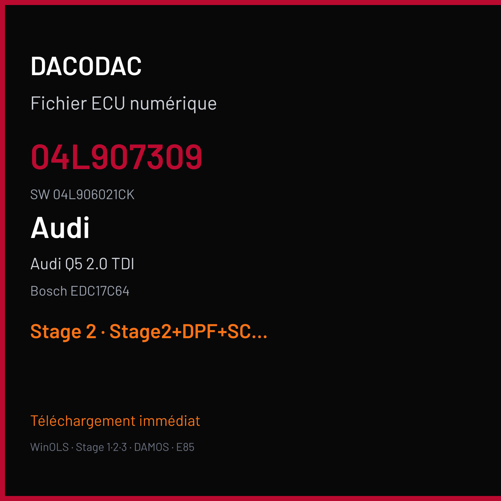 Audi Q5 2.0 TDI (2014) — Bosch EDC17C64 — 04L907309 · 04L906021CK — Stage 2