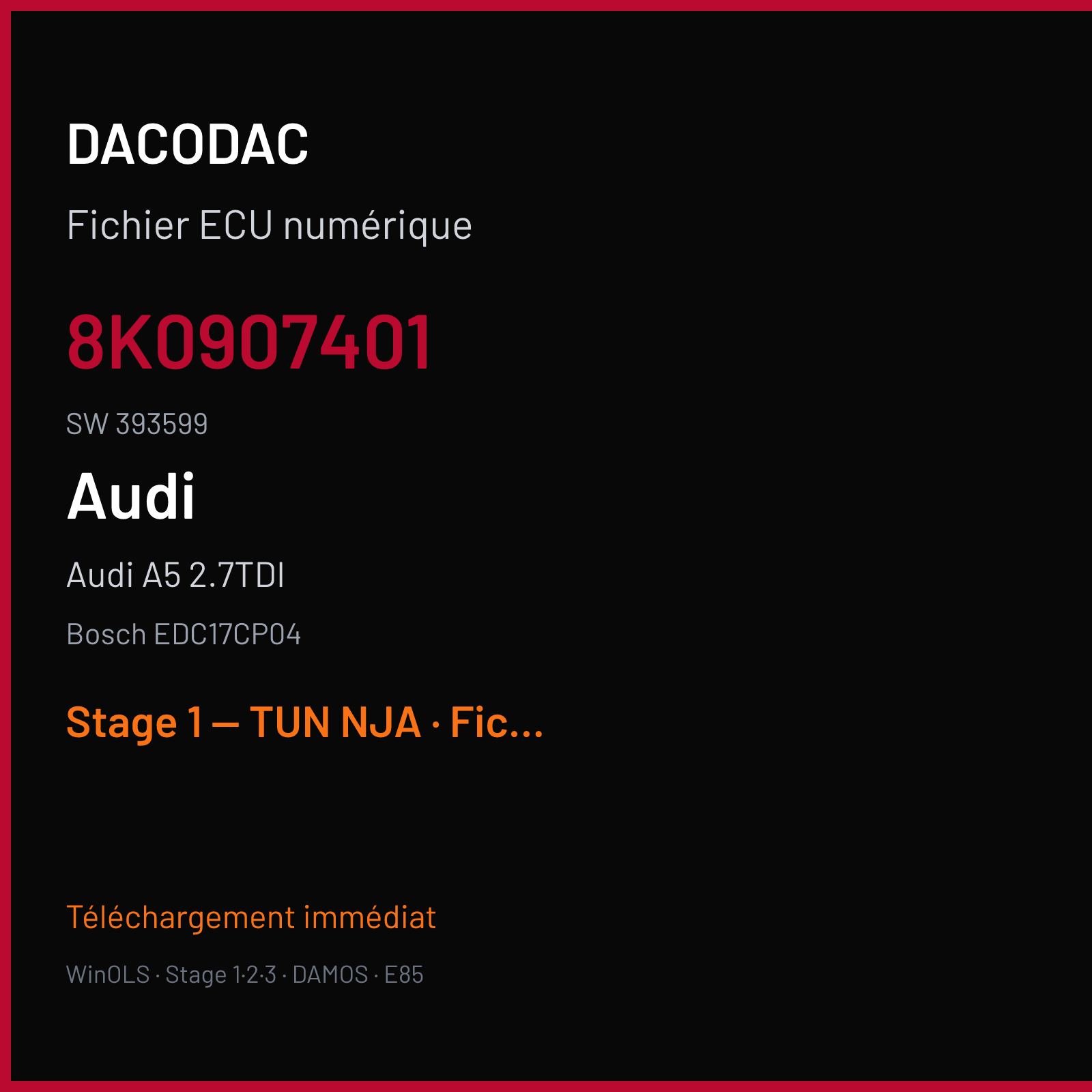 Audi A5 2.7TDI (2008) — Bosch EDC17CP04 — 8K0907401 · 393599 — Stage 1 — TUN NJA