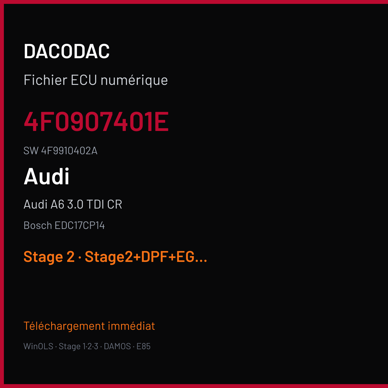 Audi A6 3.0 TDI CR (2011) — Bosch EDC17CP14 — 4F0907401E · 4F9910402A — Stage 2