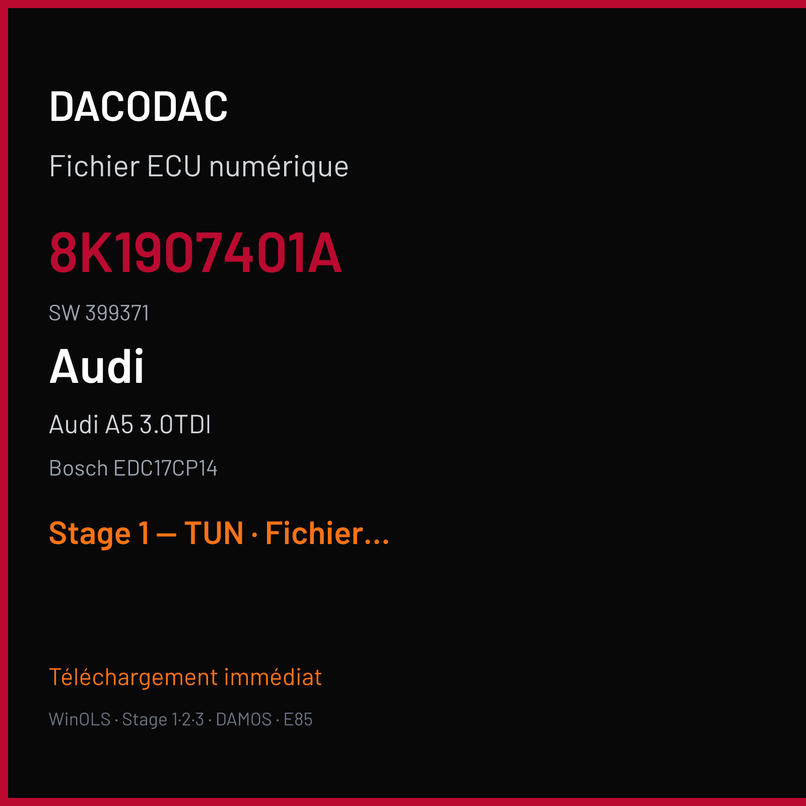 Audi A5 3.0TDI (2009) — Bosch EDC17CP14 — 8K1907401A · 399371 — Stage 1 — TUN