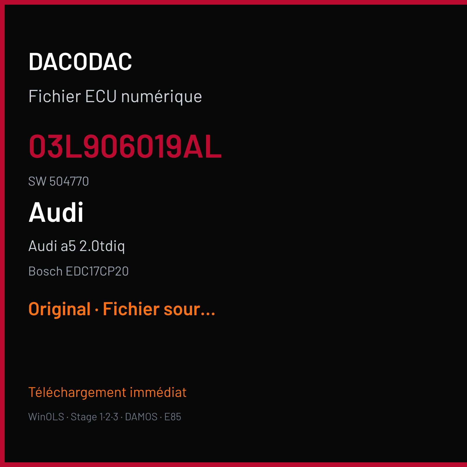 Audi a5 2.0tdiq (2005) — Bosch EDC17CP20 — 03L906019AL · 504770 — Original