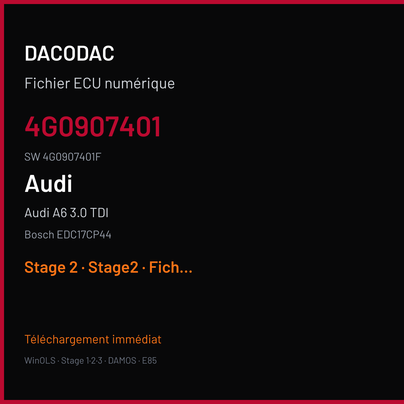 Audi A6 3.0 TDI (2012) — Bosch EDC17CP44 — 4G0907401 · 4G0907401F — Stage 2