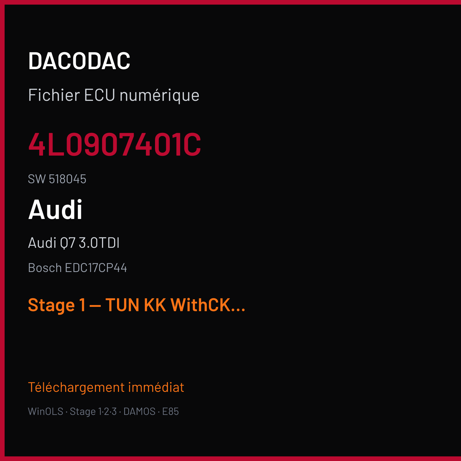 Audi Q7 3.0TDI (2012) — Bosch EDC17CP44 — 4L0907401C · 518045 — Stage 1 — TUN KK WithCKS OK