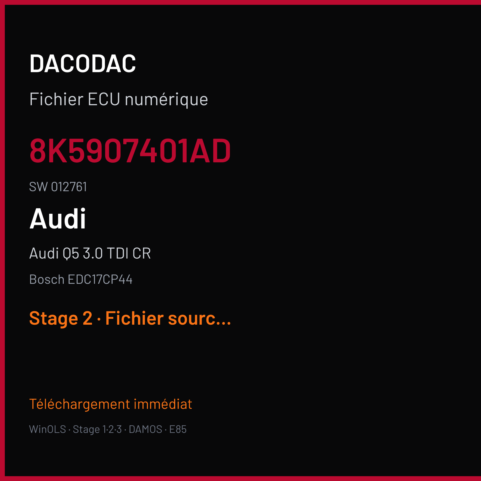 Audi Q5 3.0 TDI CR (2015) — Bosch EDC17CP44 — 8K5907401AD · 012761 — Stage 2
