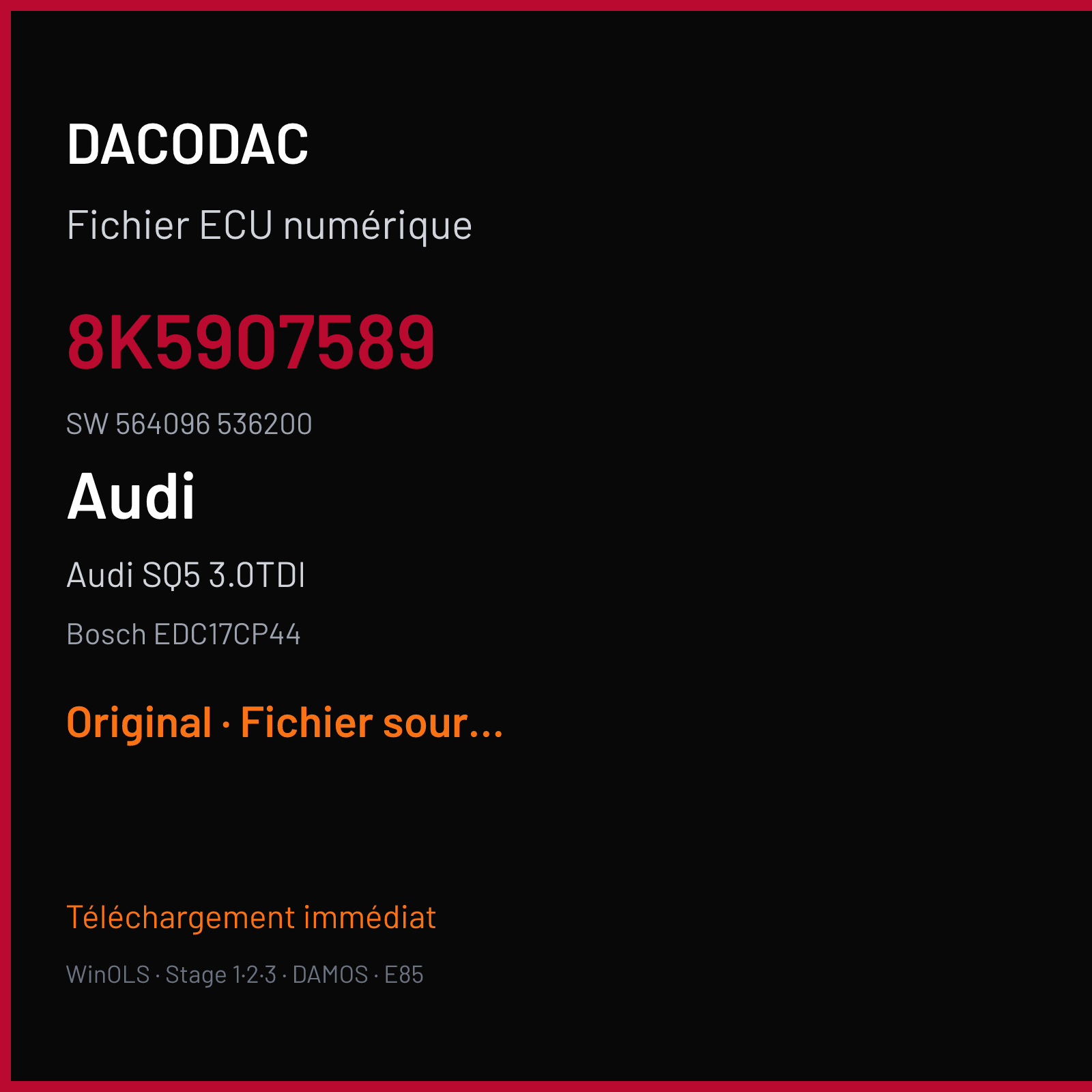 Audi SQ5 3.0TDI (2013) — Bosch EDC17CP44 — 8K5907589 · 564096 536200 — Original