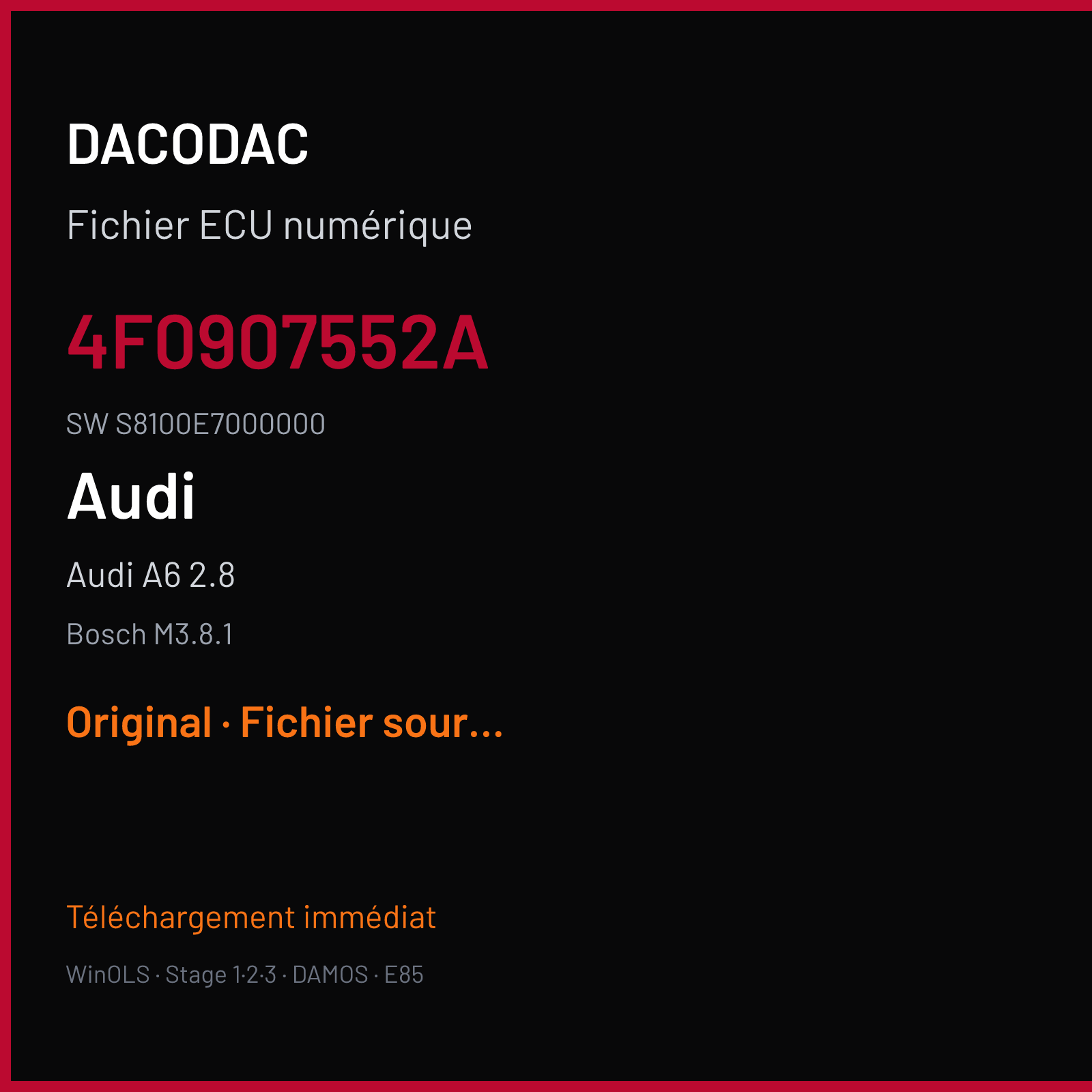 Audi A6 2.8 (2008) — Bosch M3.8.1 — 4F0907552A · S8100E7000000 — Original