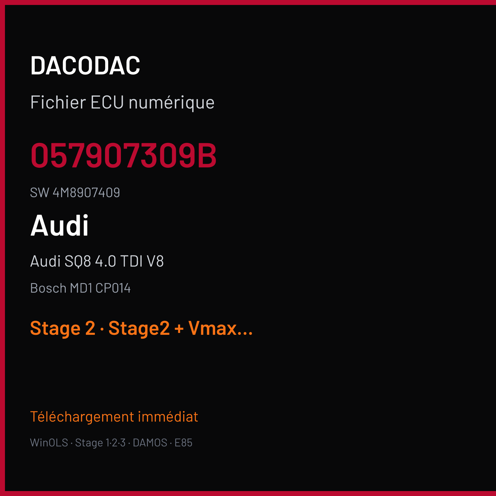 Audi SQ8 4.0 TDI V8 (2020) — Bosch MD1 CP014 — 057907309B · 4M8907409 — Stage 2