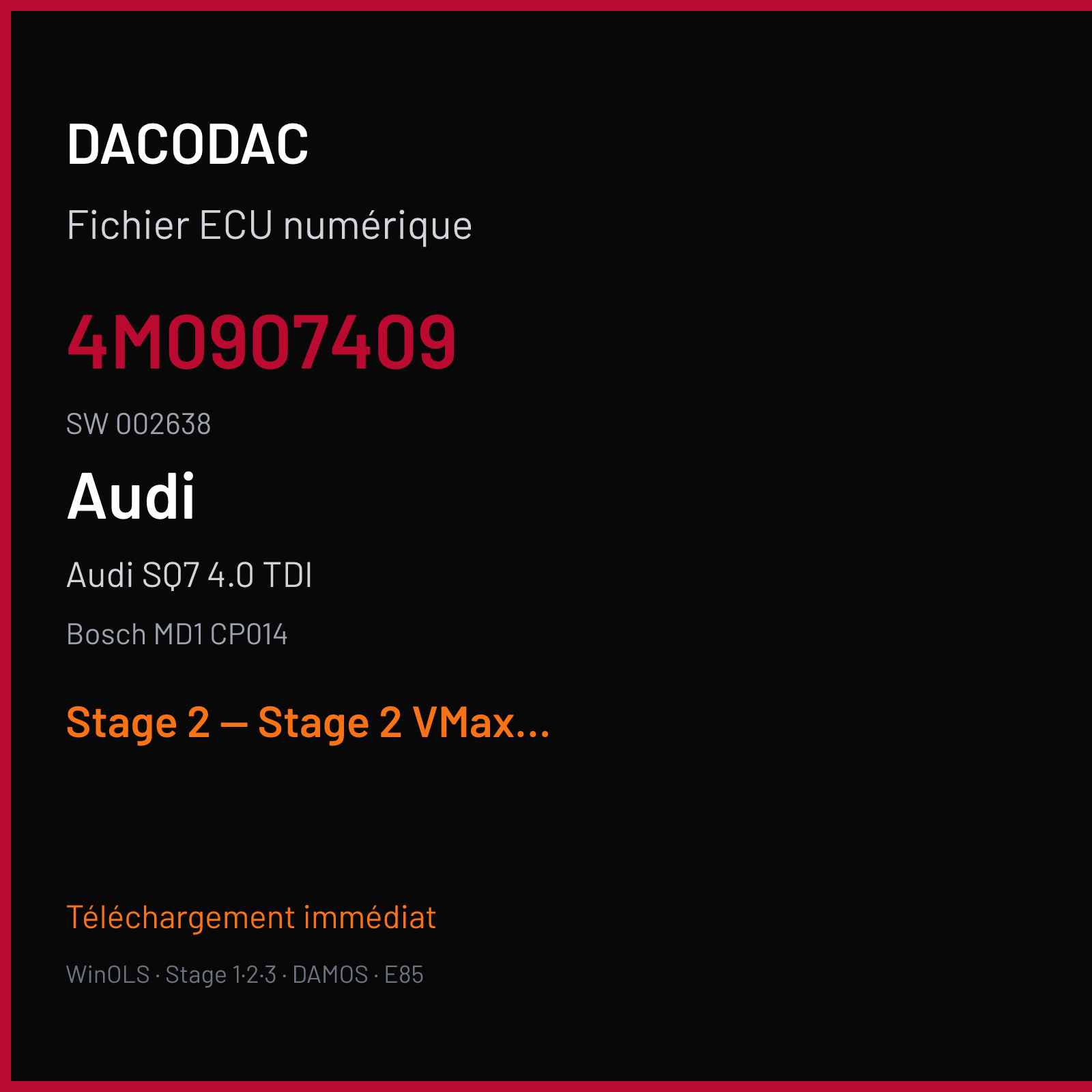 Audi SQ7 4.0 TDI (2016) — Bosch MD1 CP014 — 4M0907409 · 002638 — Stage 2 — Stage 2 VMax OFF Copied from file made by Noa