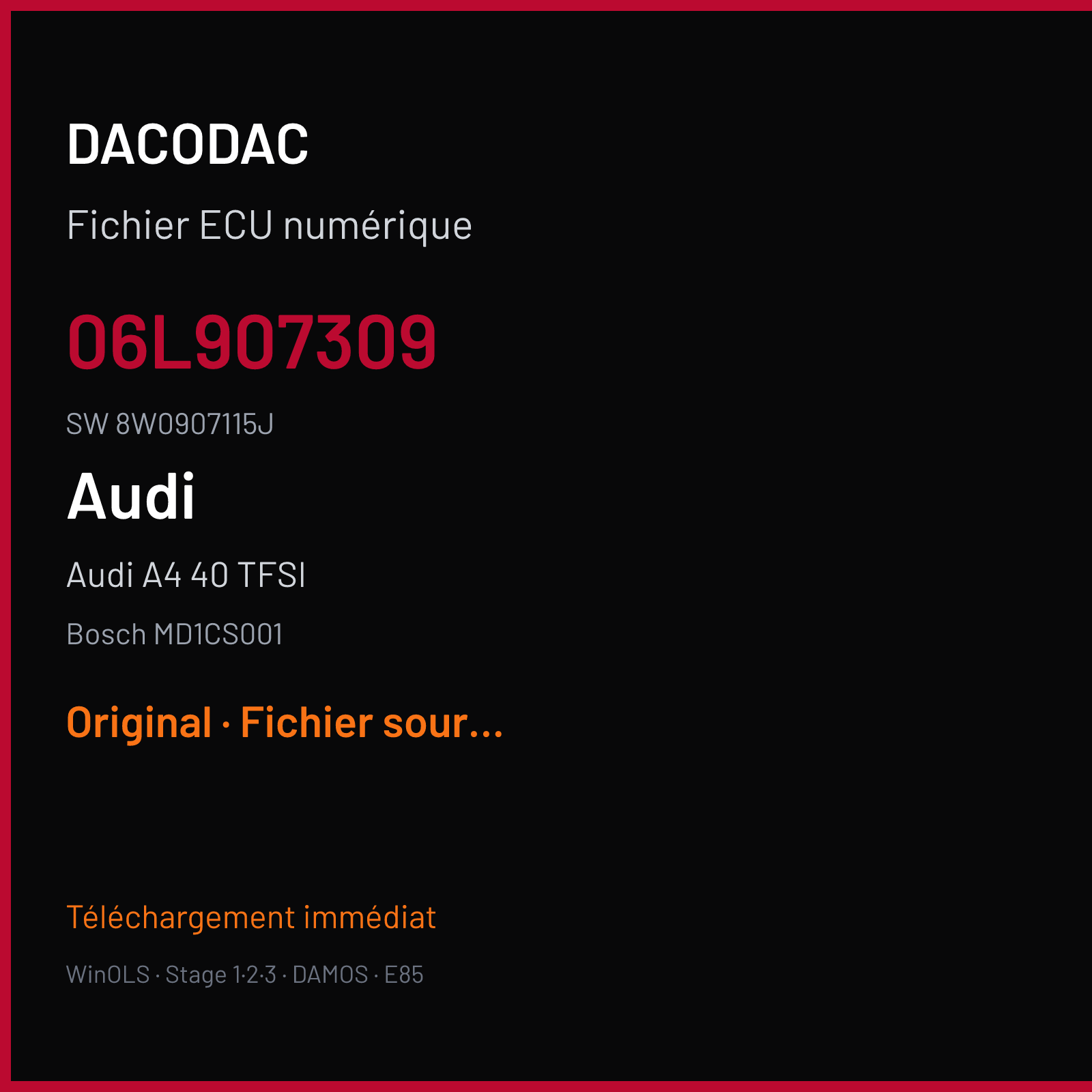 Audi A4 40 TFSI (2019) — Bosch MD1CS001 — 06L907309 · 8W0907115J — Original
