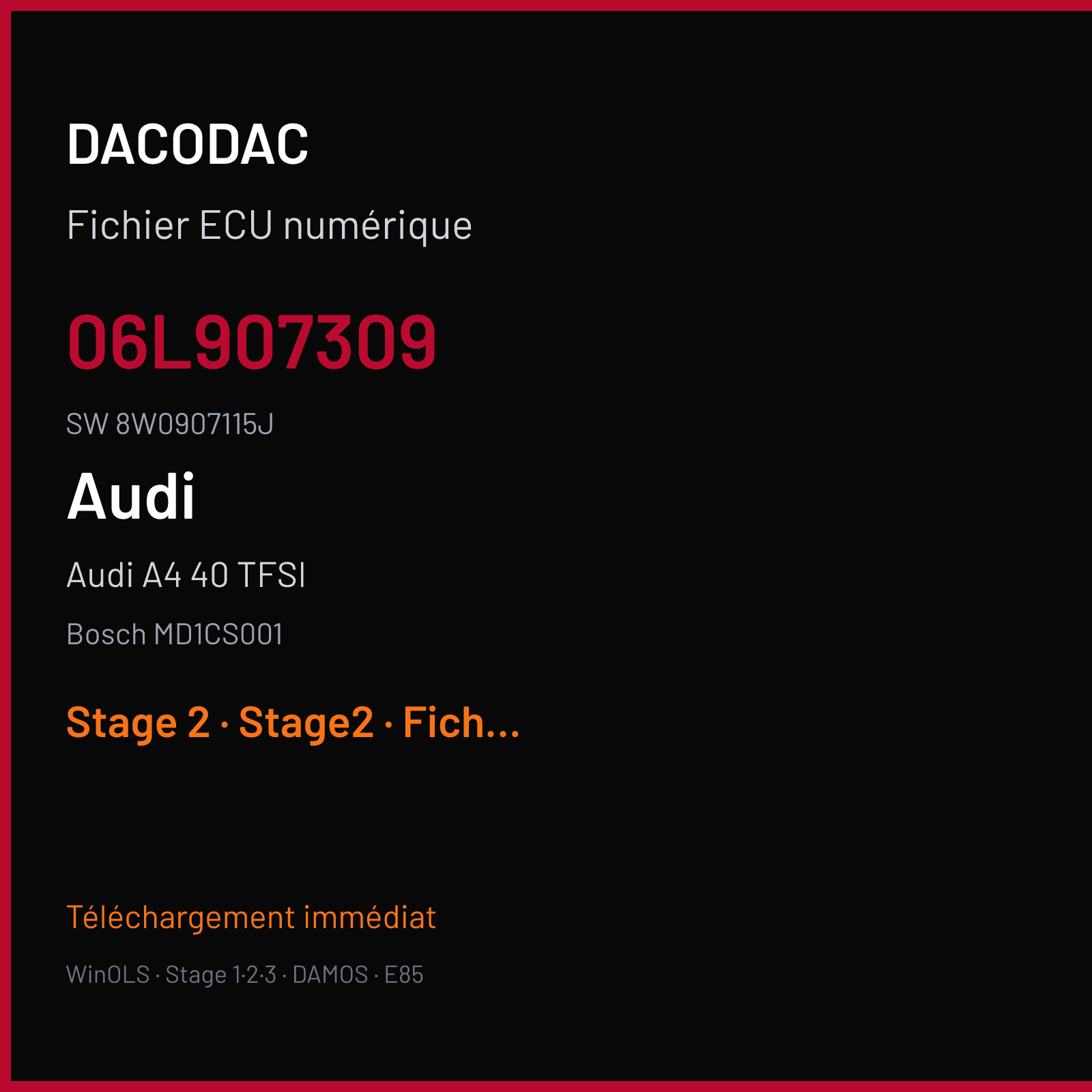 Audi A4 40 TFSI (2019) — Bosch MD1CS001 — 06L907309 · 8W0907115J — Stage 2
