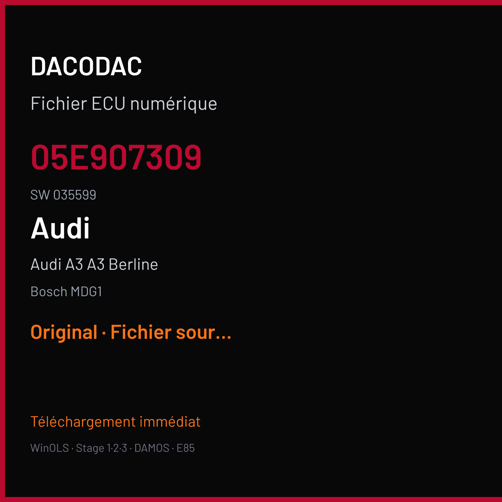 Audi A3 A3 Berline (2019) — Bosch MDG1 — 05E907309 · 035599 — Original