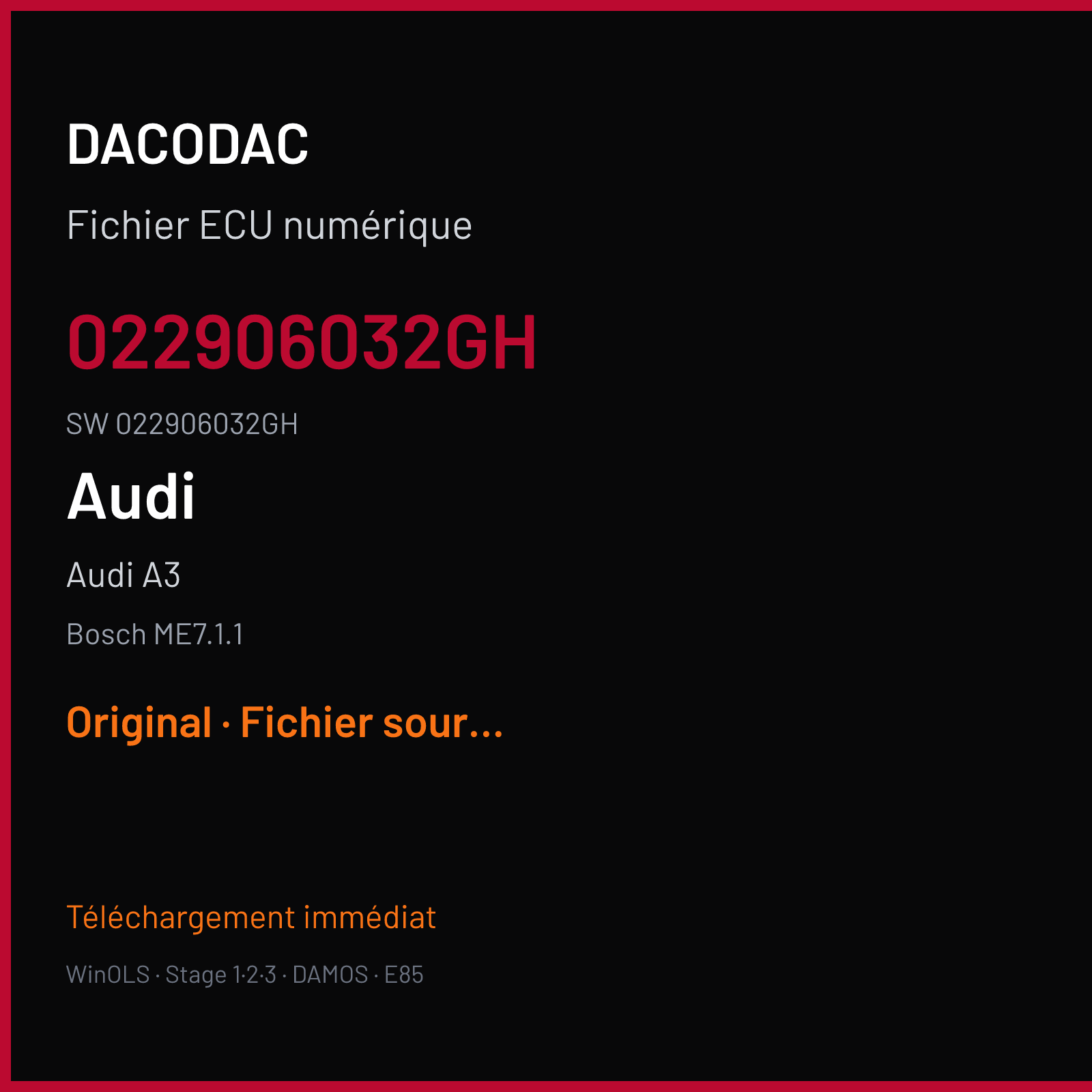 Audi A3 — Bosch ME7.1.1 — 022906032GH · 022906032GH · 378134 — Original