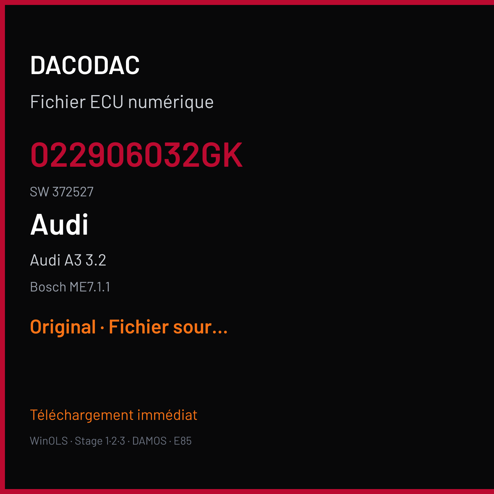 Audi A3 3.2 (2006) — Bosch ME7.1.1 — 022906032GK · 372527 — Original